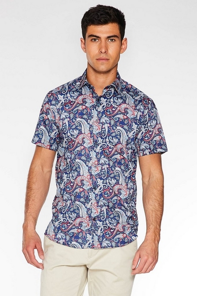 Multicoloured Short Sleeve Paisley Print Shirt