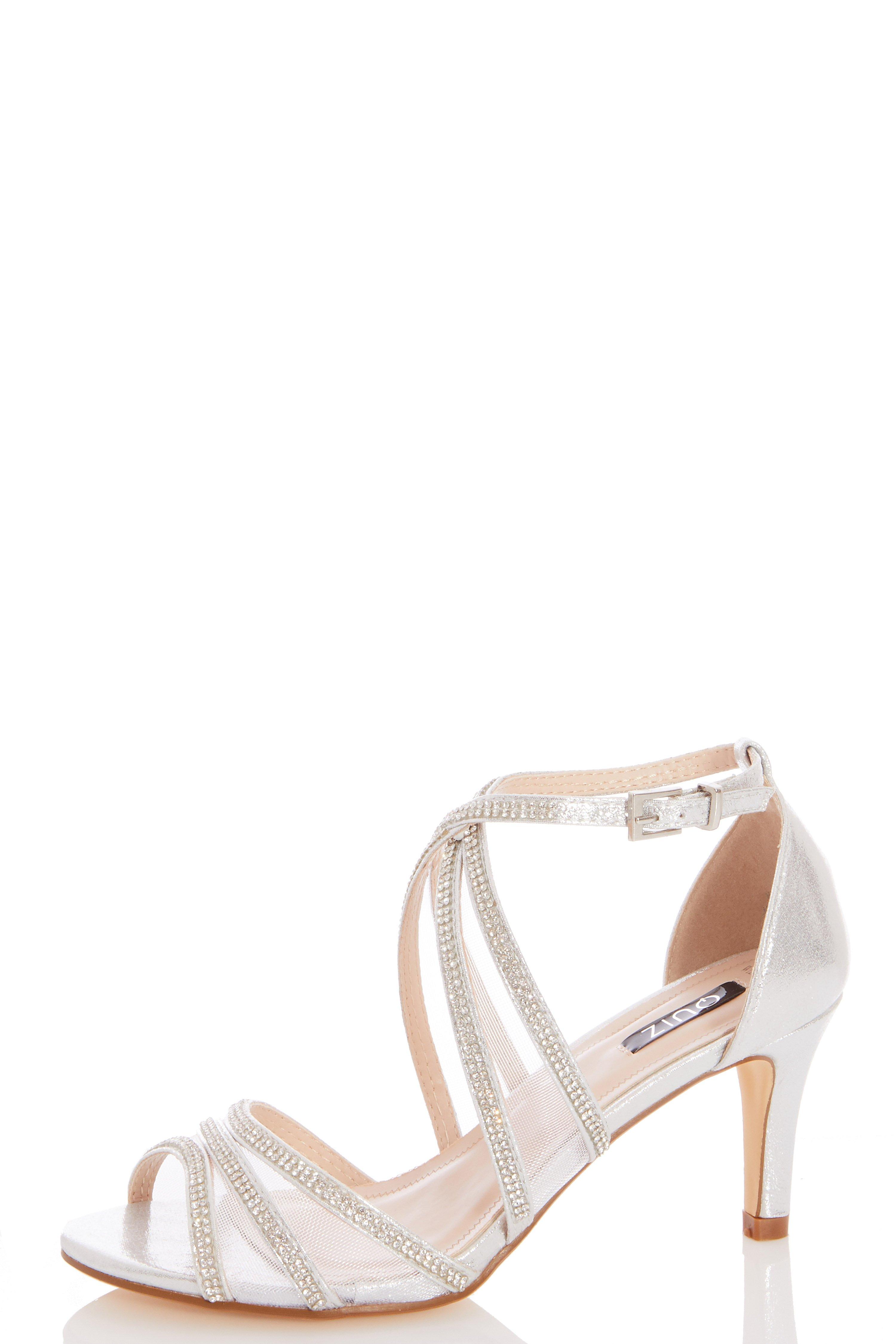 quiz low heel silver sandals
