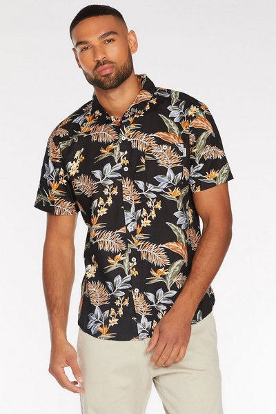 All Over Printed Floral Shirt in Black