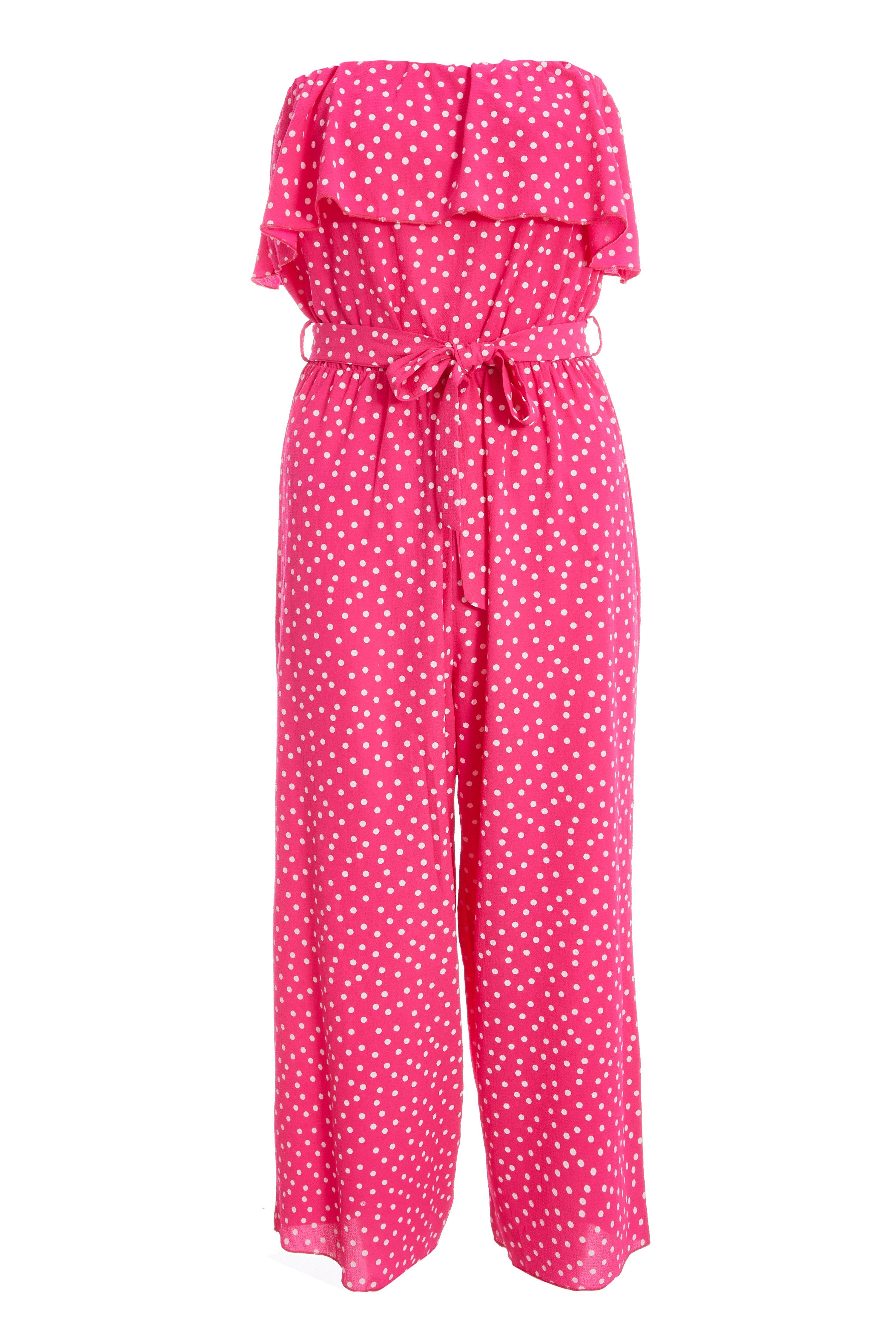 quiz pink polka dot playsuit