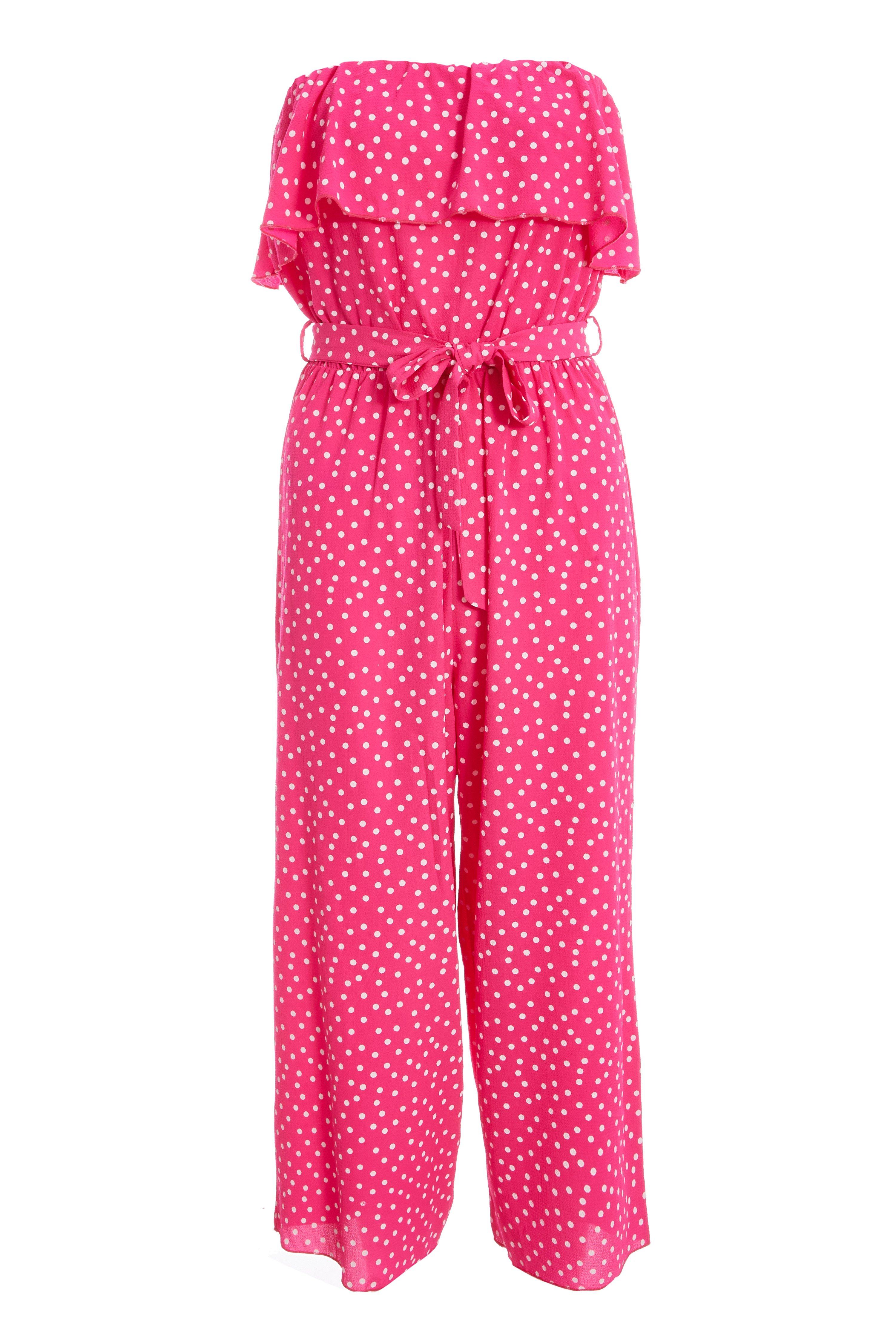 quiz pink polka dot playsuit