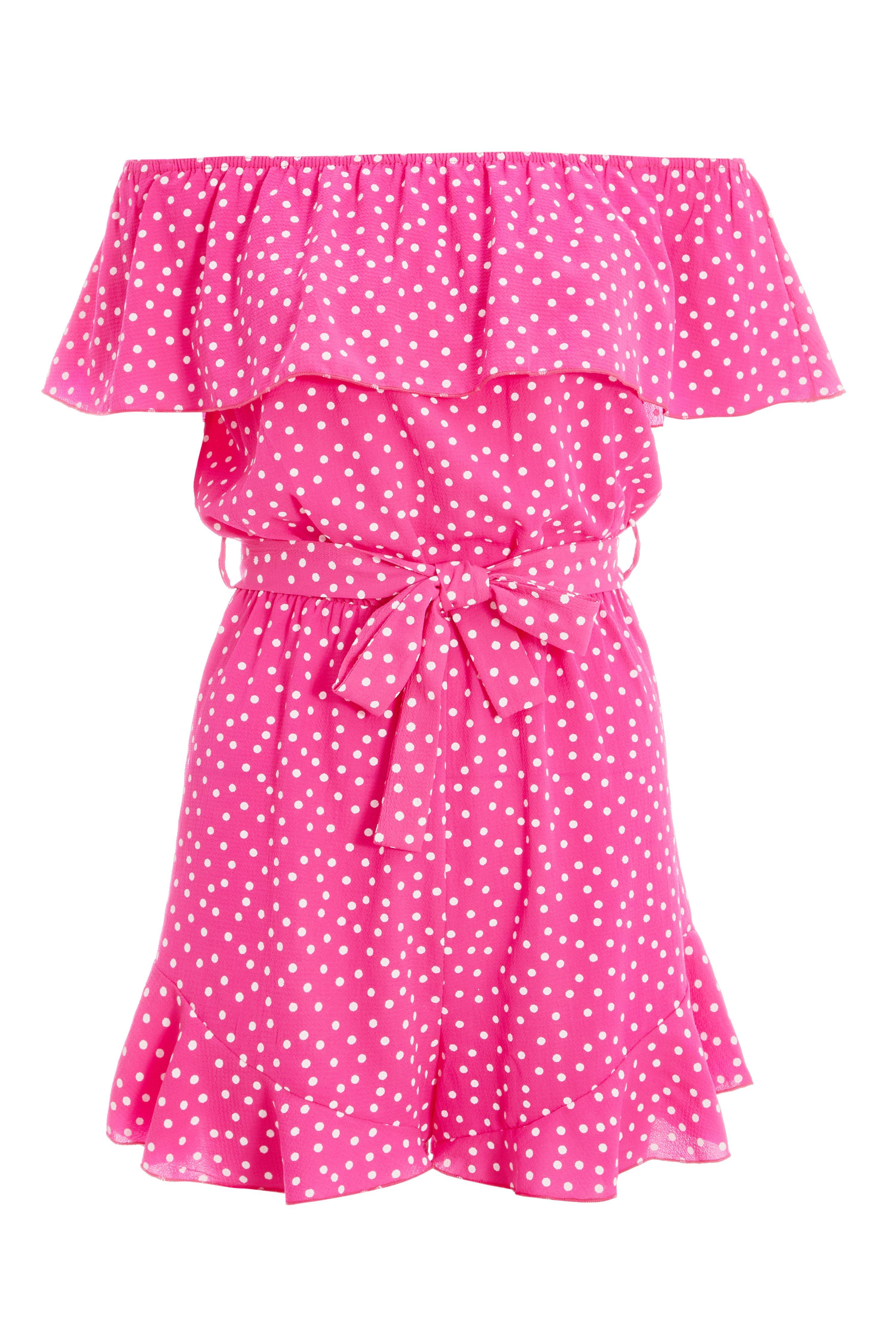 quiz pink polka dot playsuit