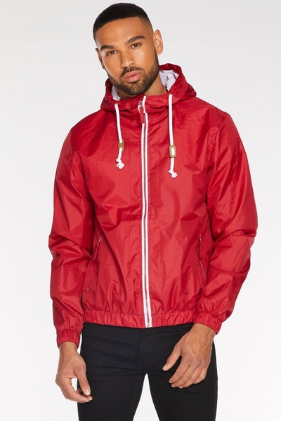 Lightweight Hooded Bomber Jacket in Red