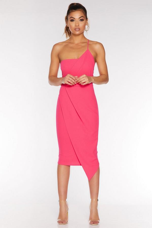 Pink Asymmetric Midi Dress - Quiz Clothing