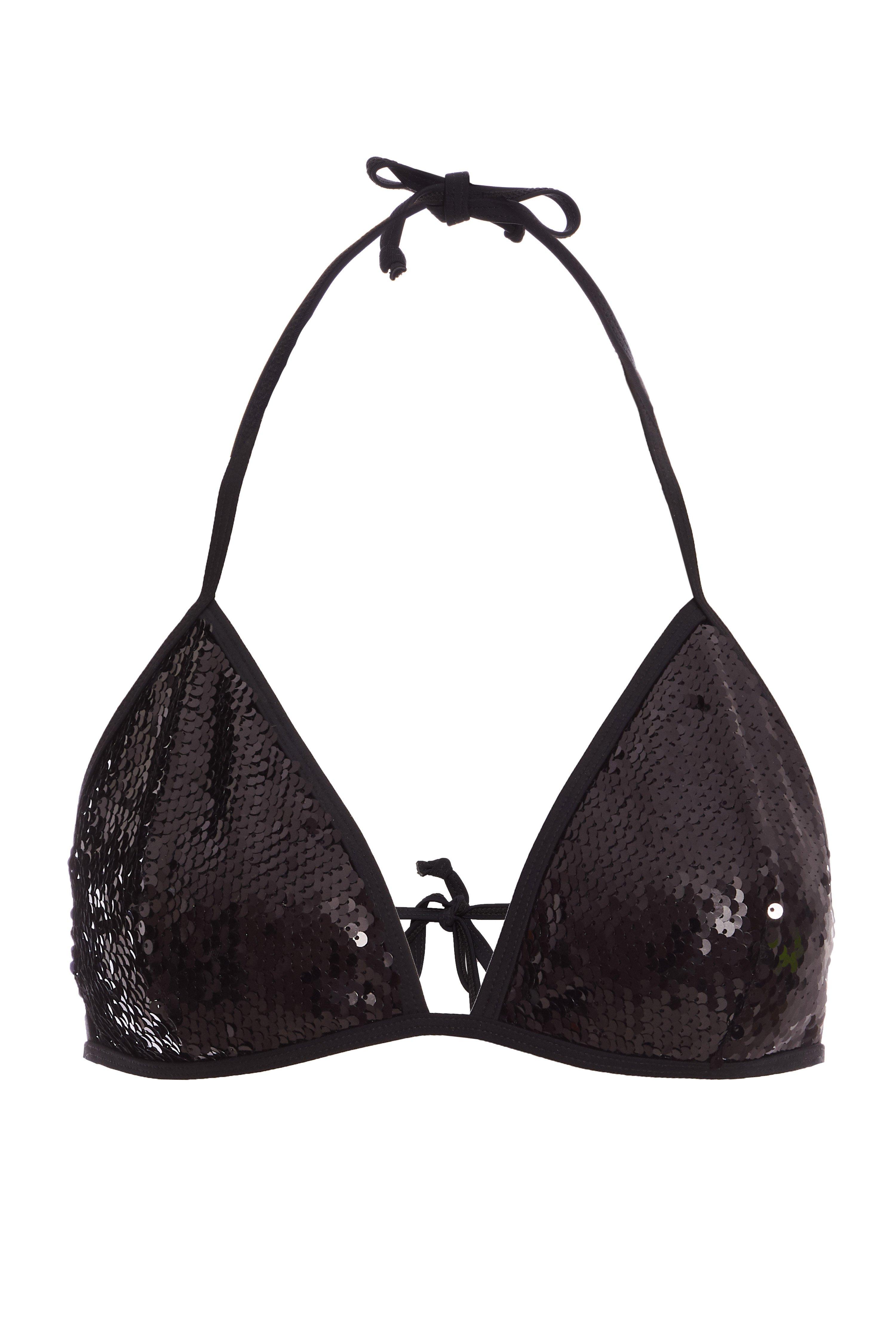 Black Sequin Bikini Top Quiz Clothing