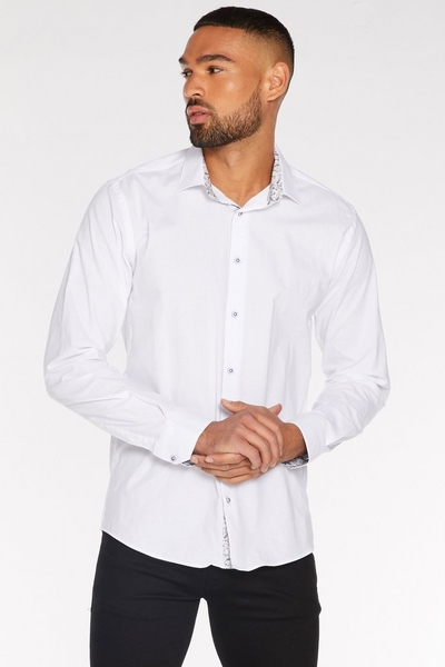 Long Sleeve Plain Shirt in White