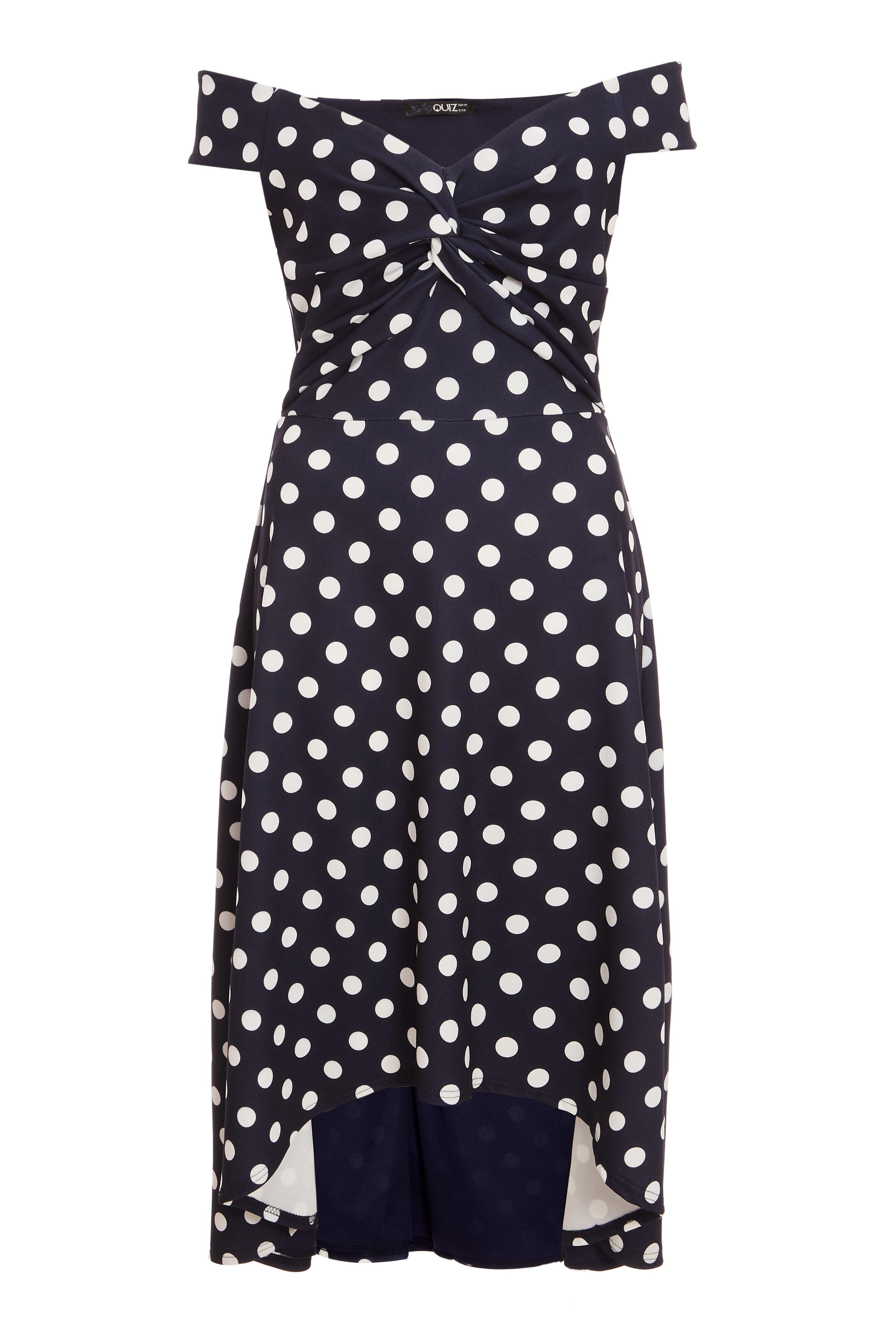 polka dot dip hem dress