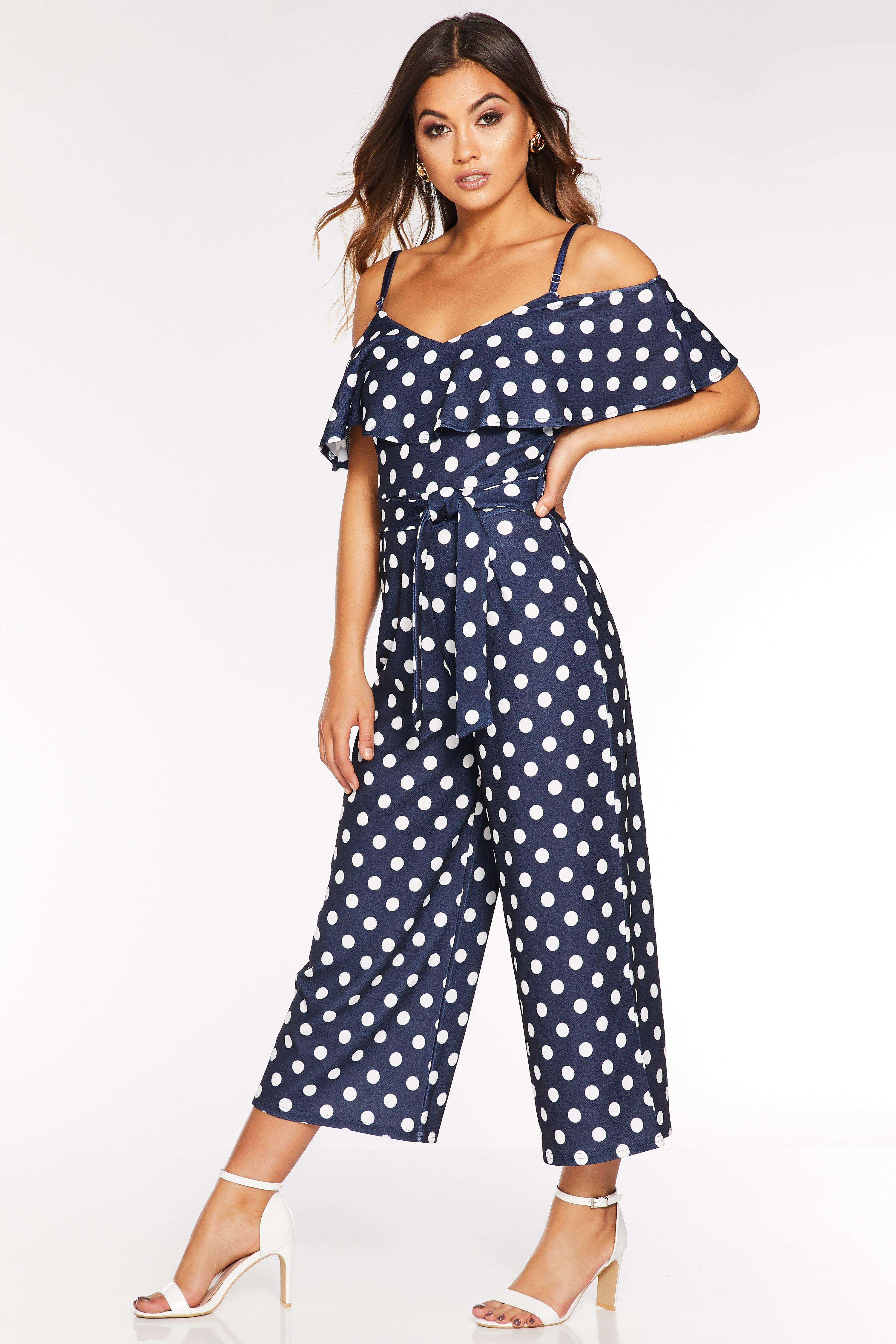 navy polka dot jumpsuit