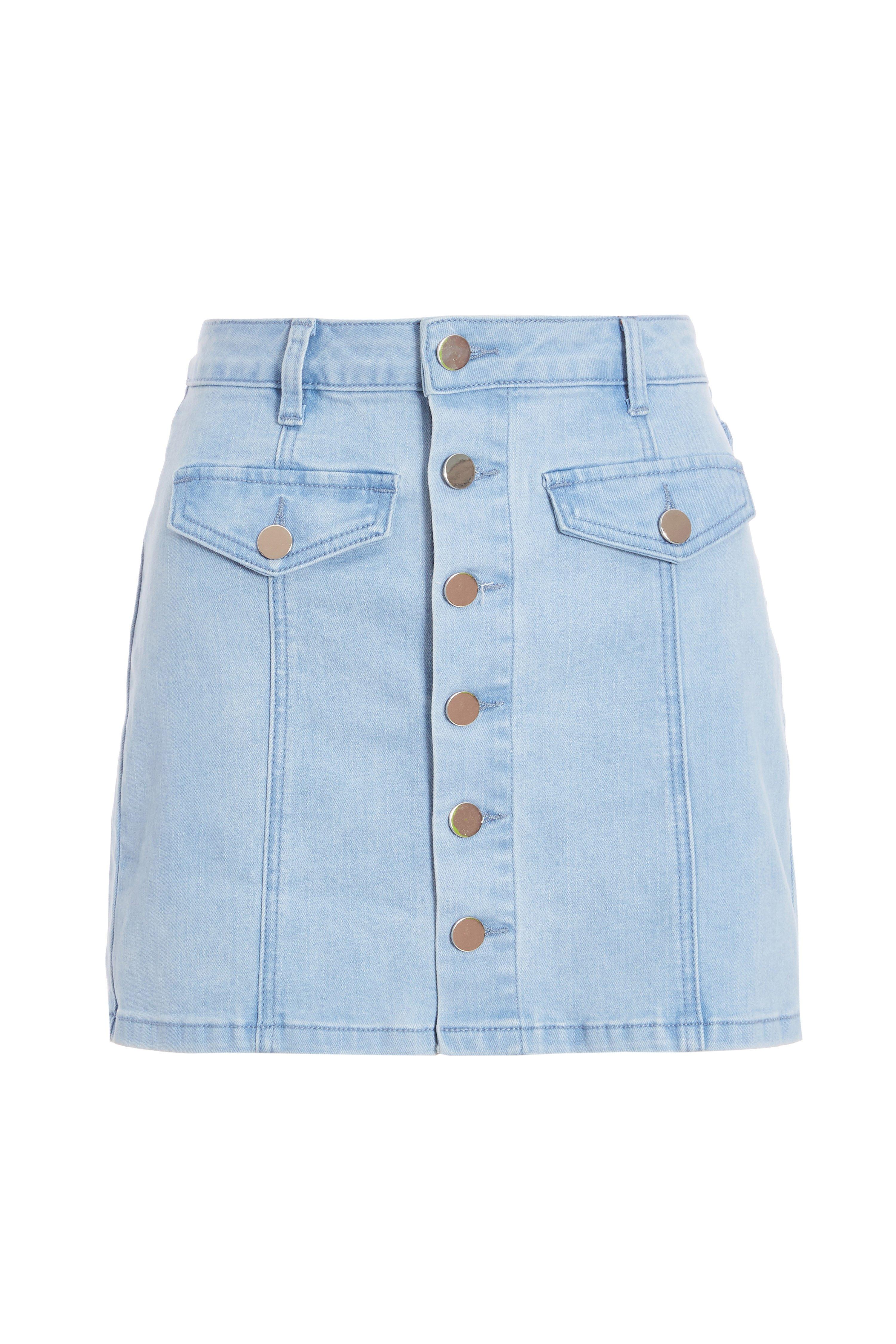 Download Petite Light Blue Denim Button Mini Skirt - Quiz Clothing