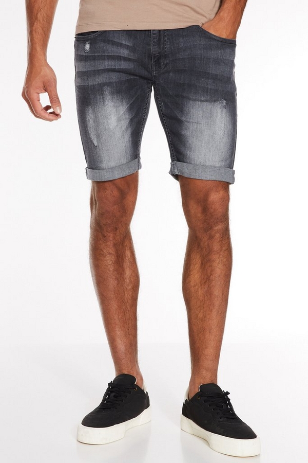 Distressed Denim Shorts in Grey