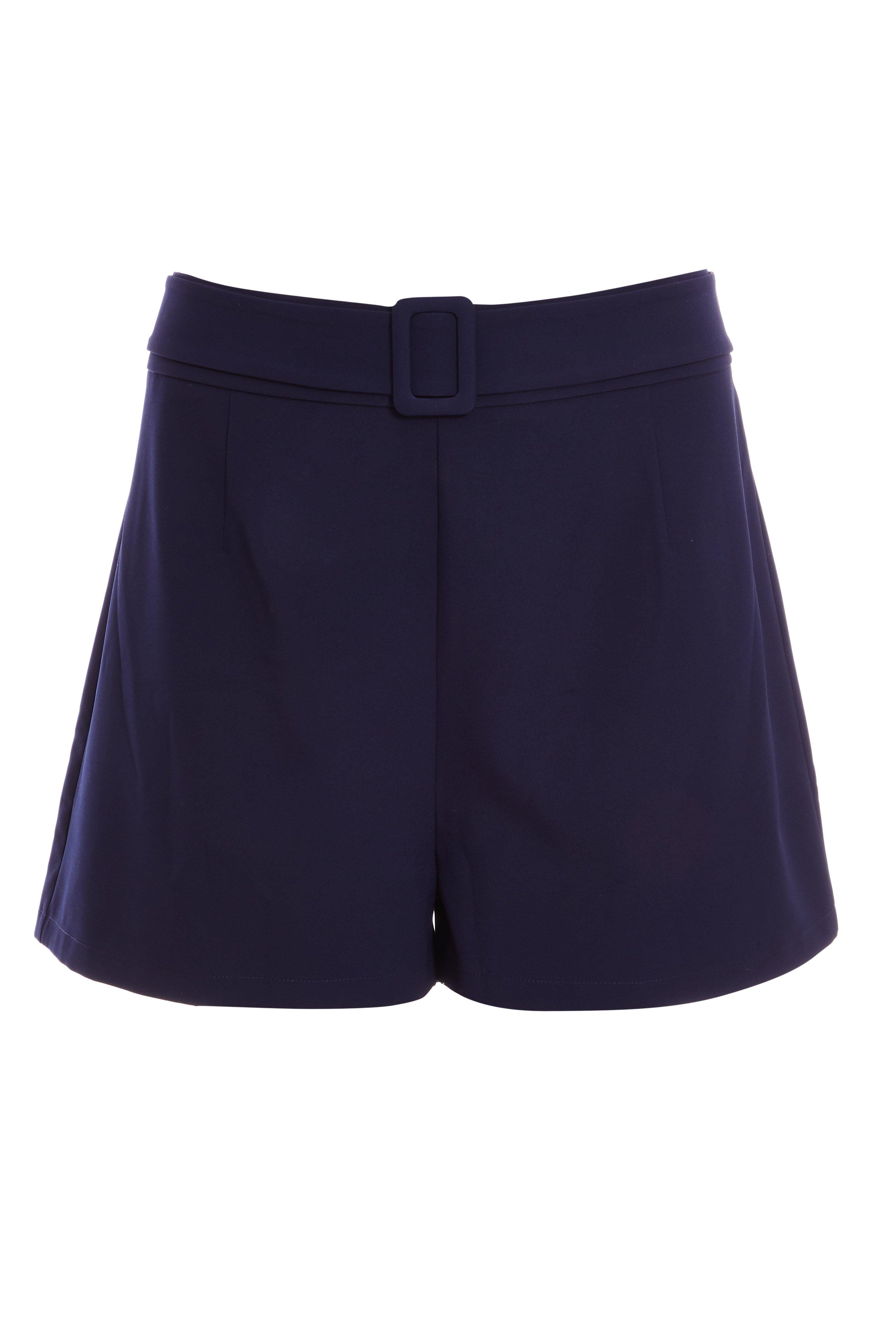 Curve Navy Belted Shorts - Quiz Clothing