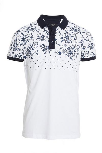 Floral and Spots Polo in White