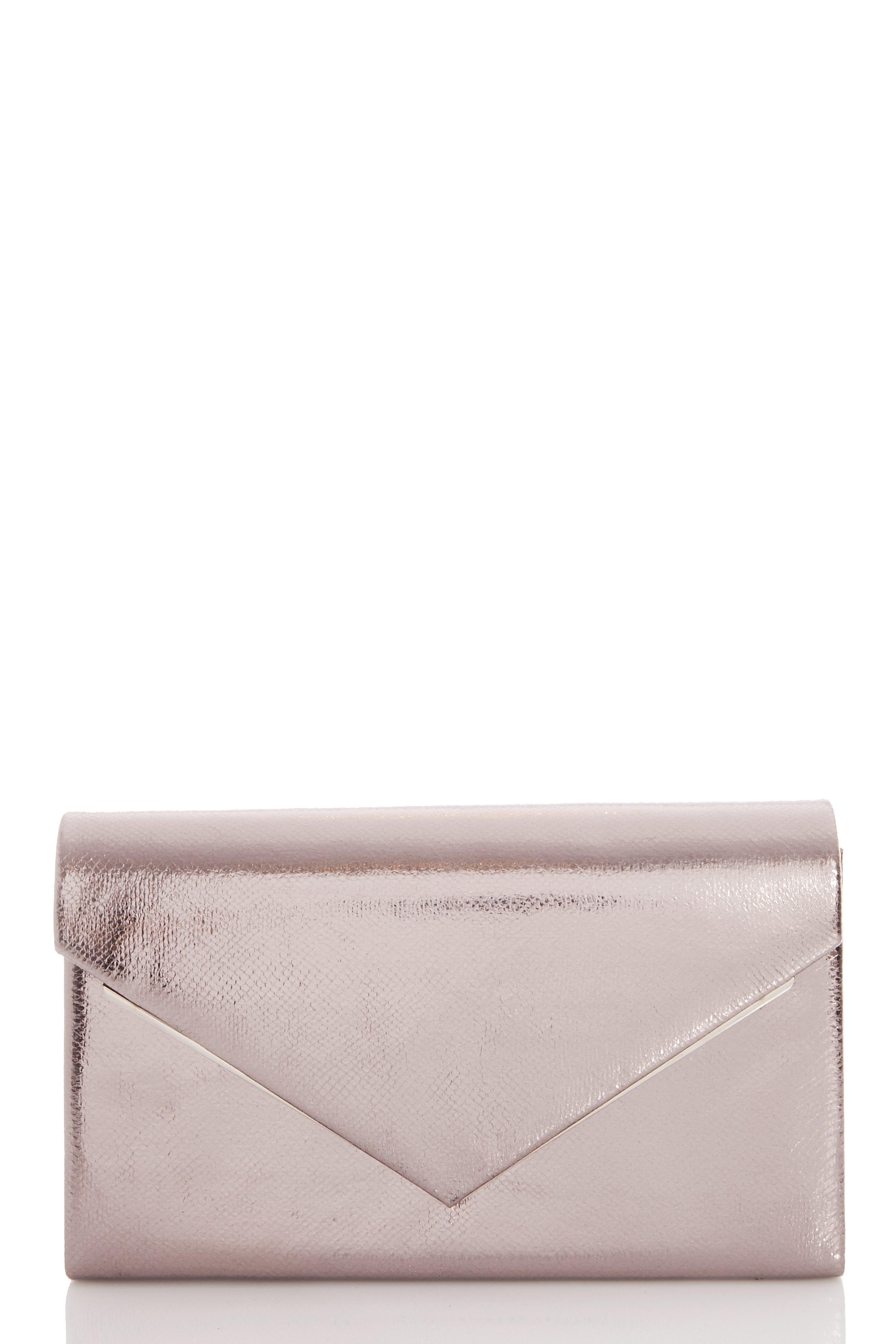 Silver Metallic Envelope Bag - Quiz Clothing