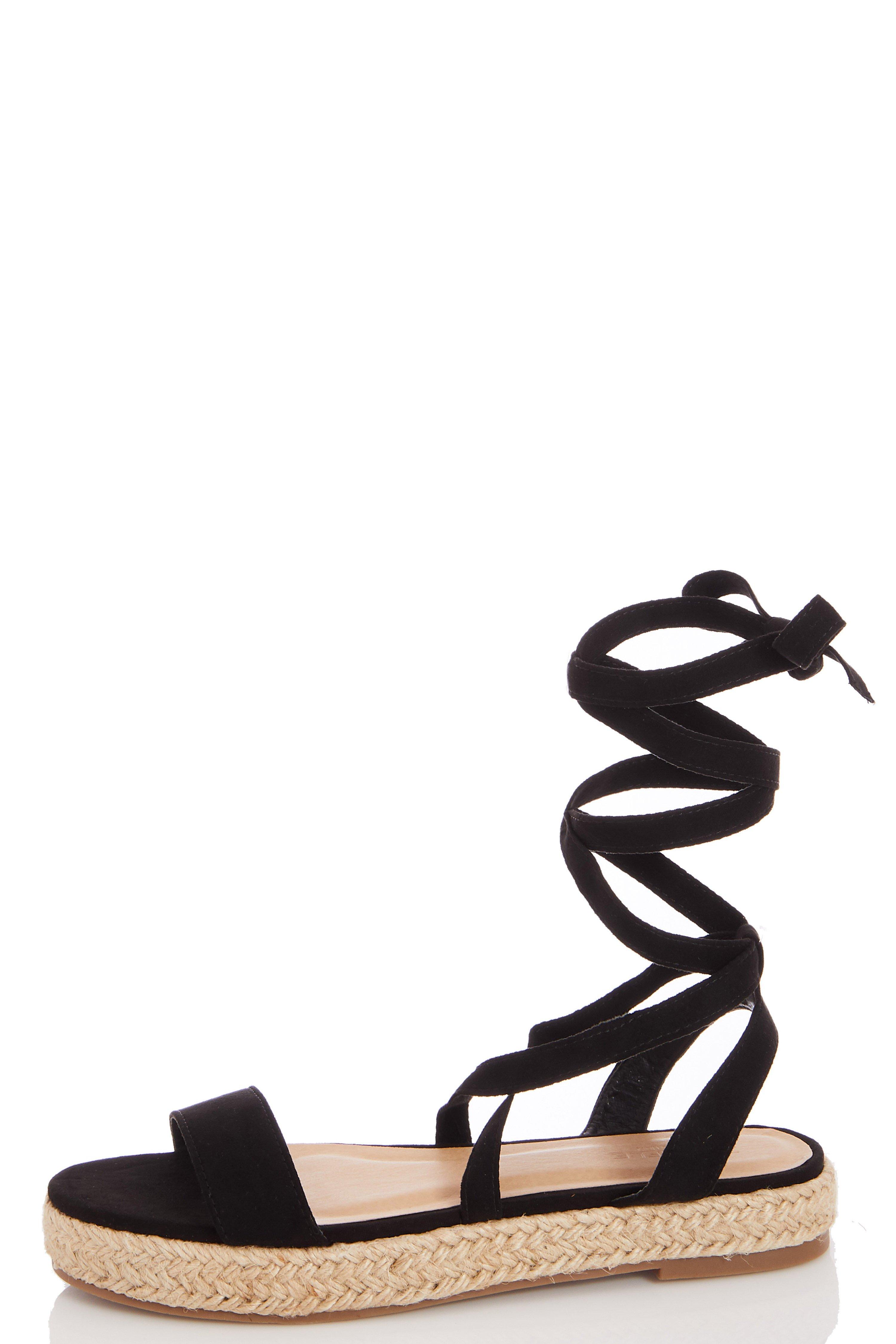 black tie up platform sandals