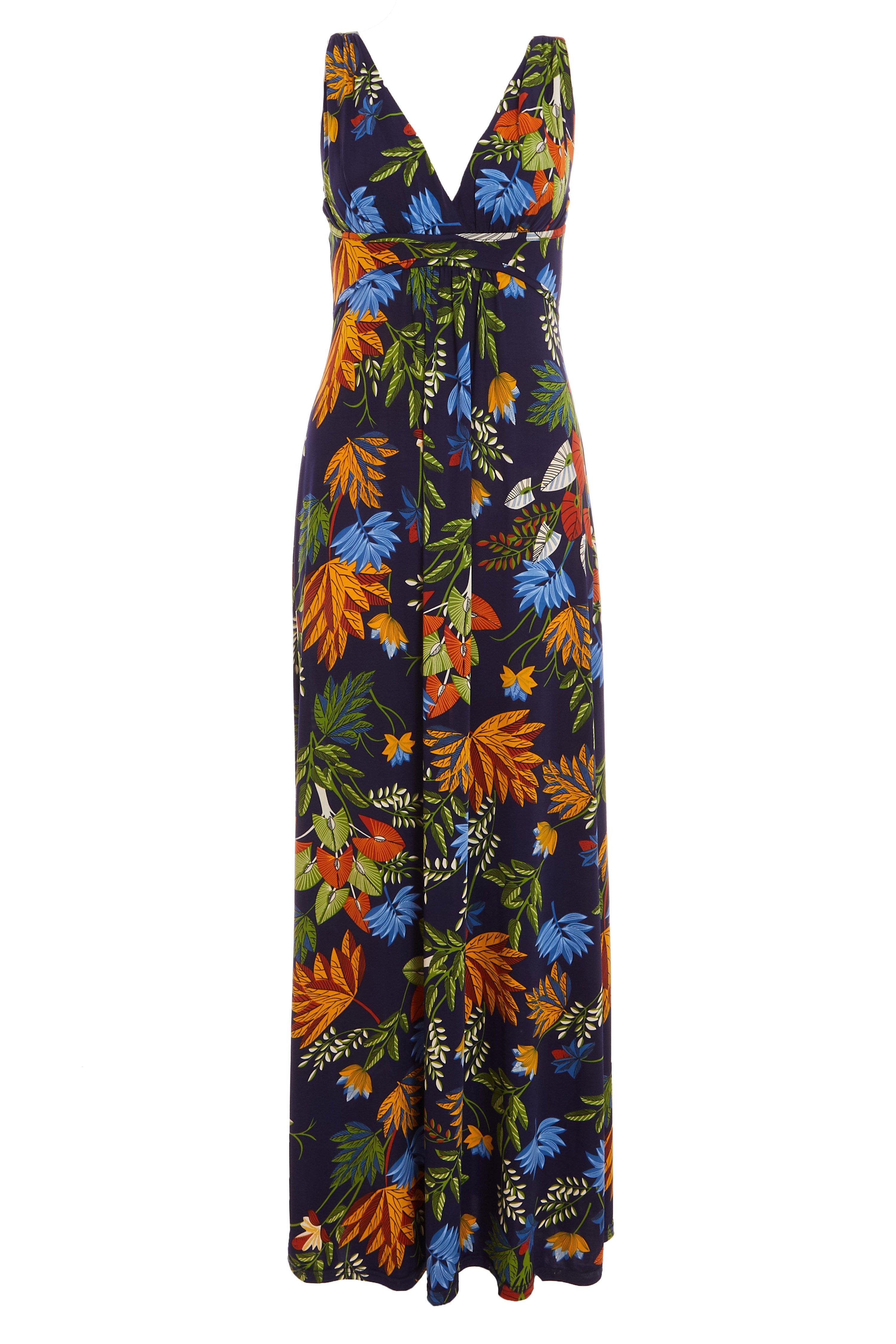Navy Floral Sleeveless Maxi Dress - Quiz Clothing