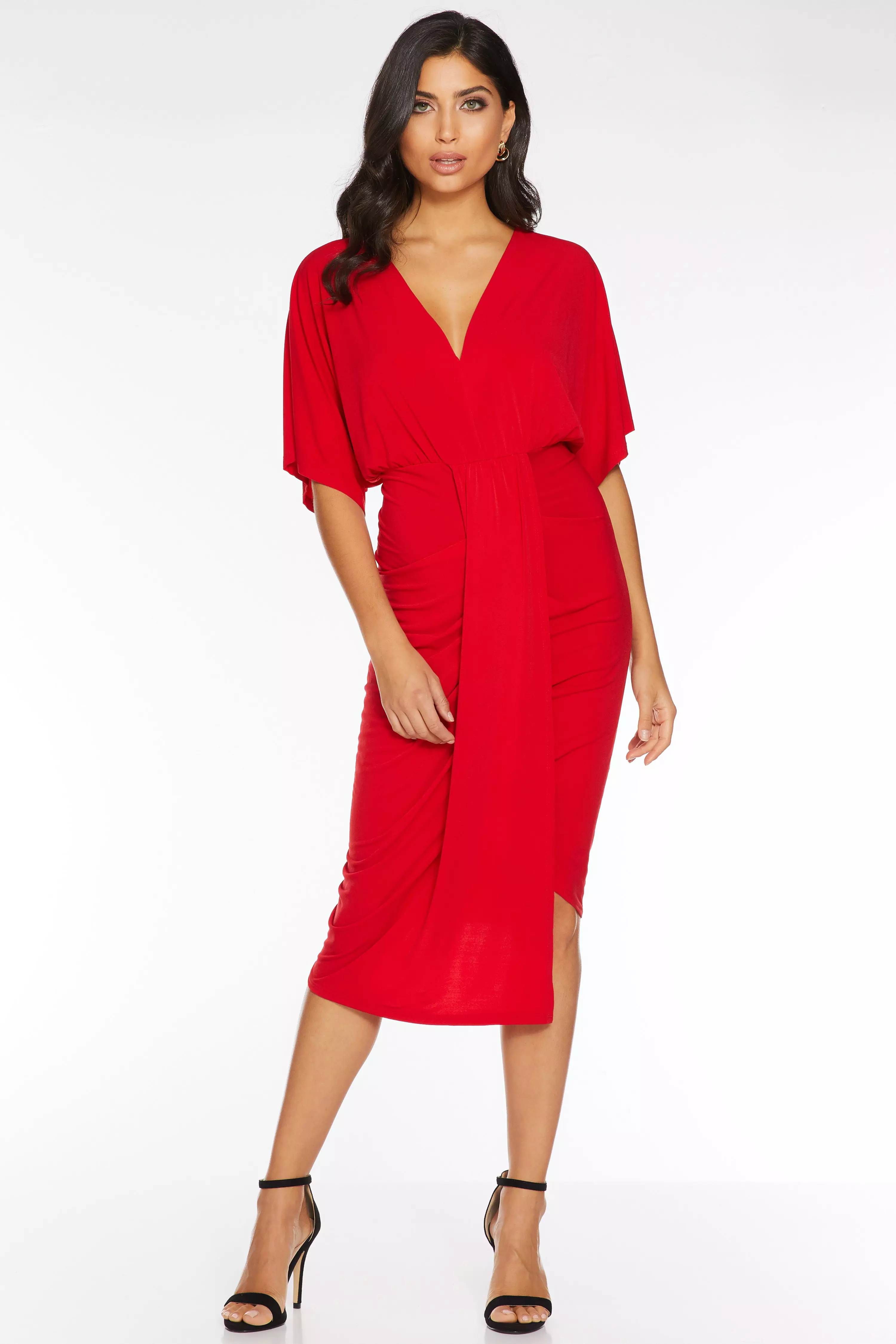 quiz red batwing dress