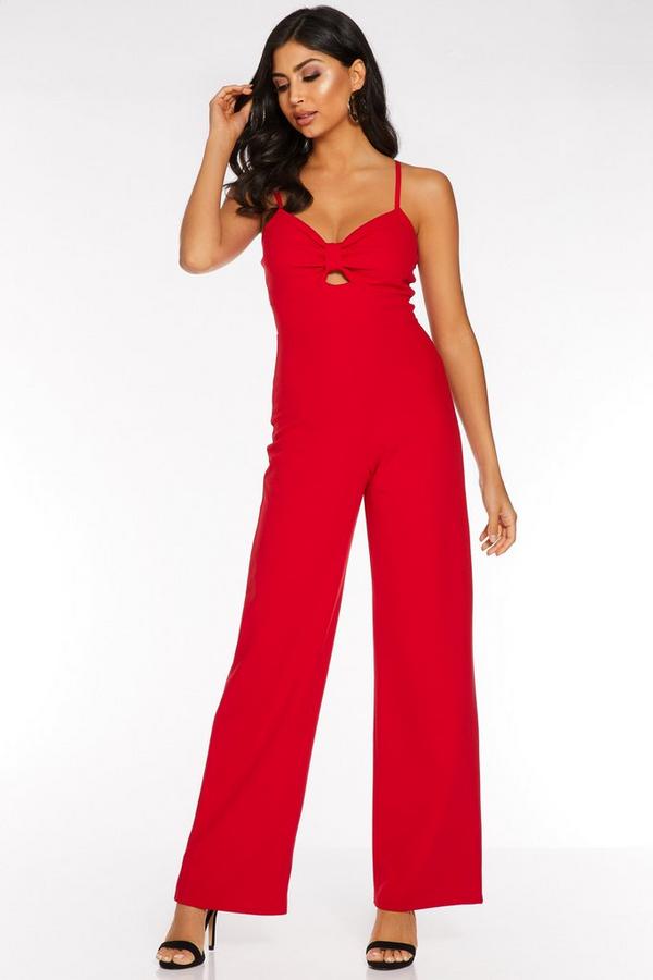 Red Cut Out Palazzo Jumpsuit - Quiz Clothing