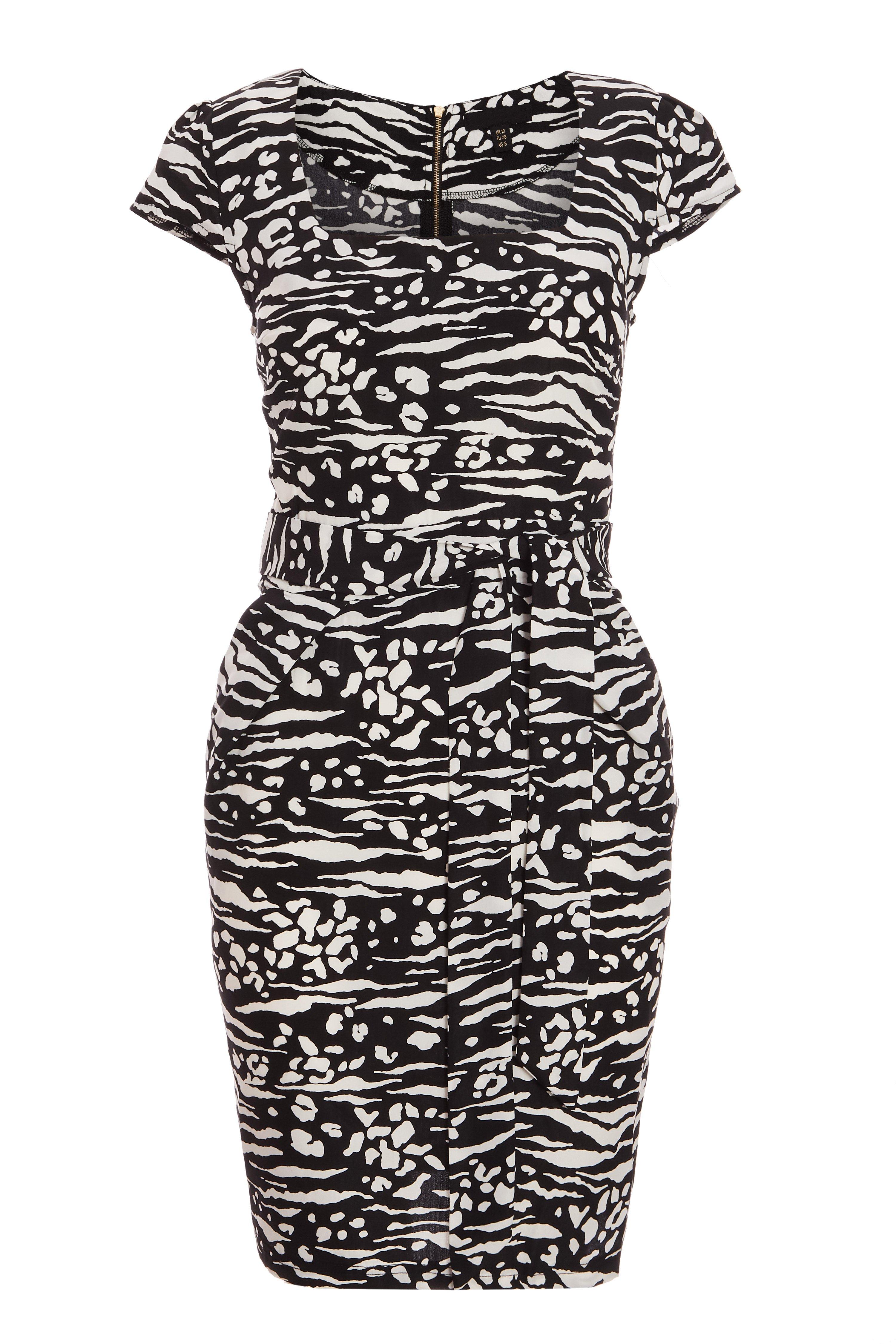 Black And White Zebra Bodycon Dress - Quiz Clothing