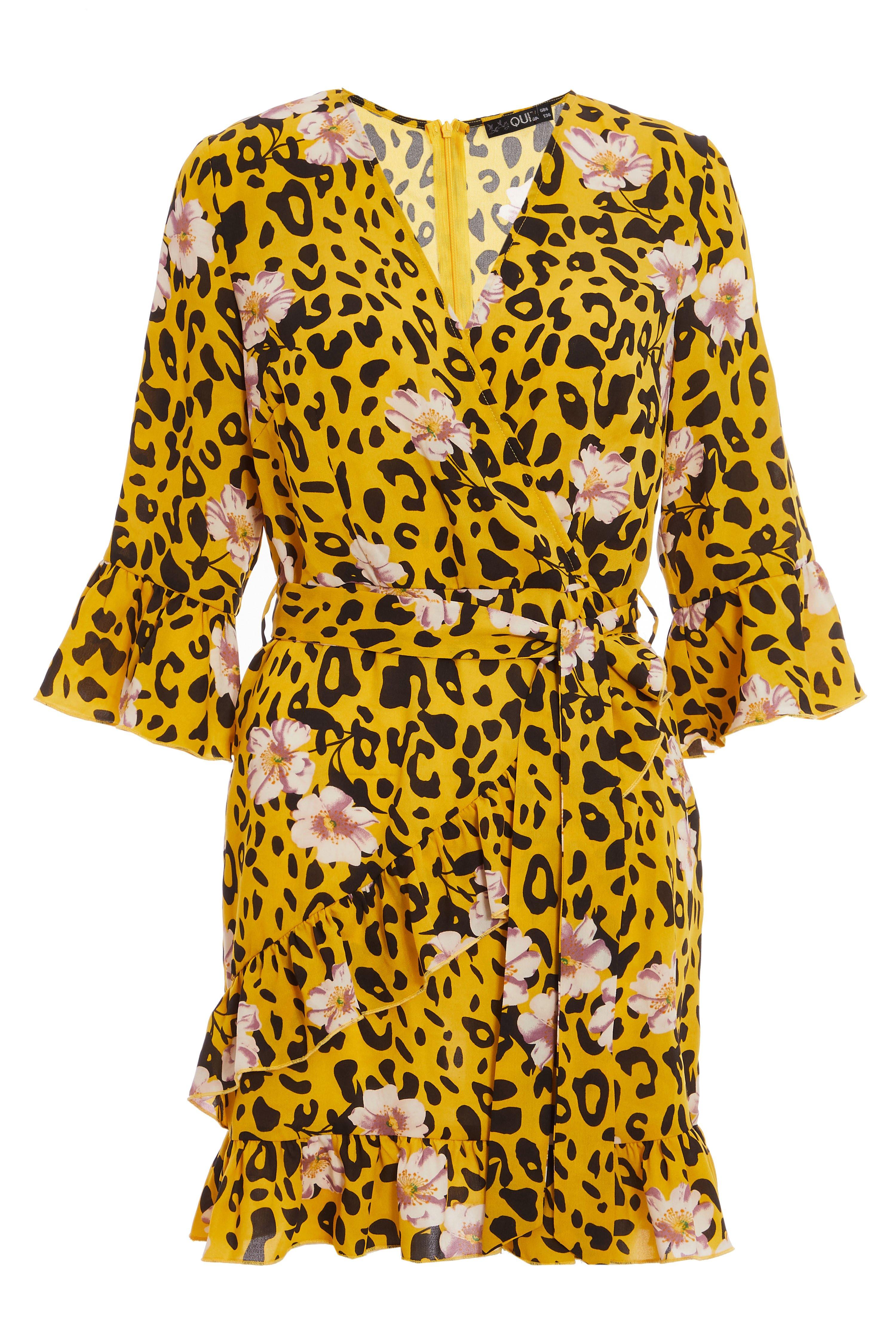 quiz leopard wrap dress