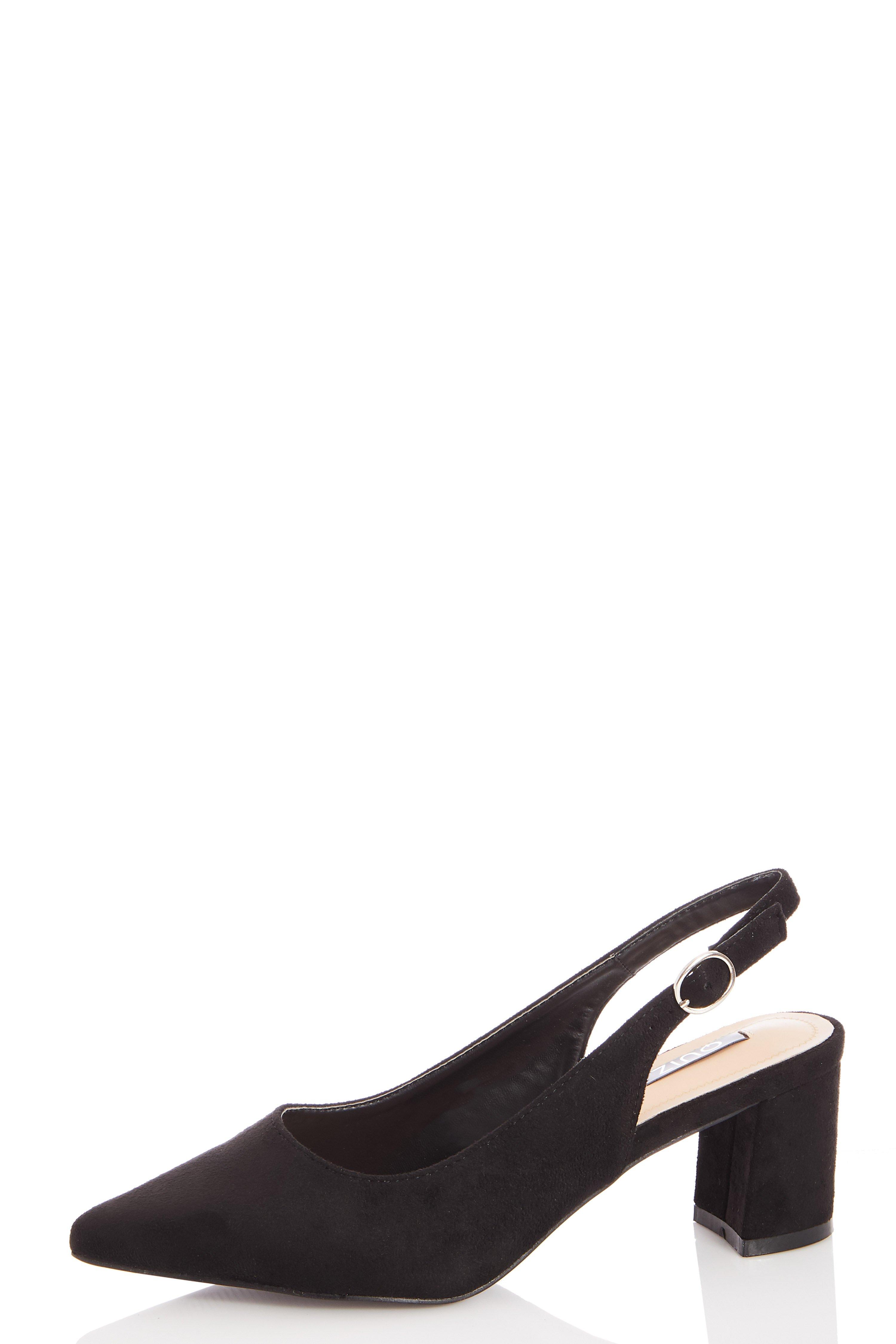 Black Slingback Low Heeled Shoes - Quiz Clothing