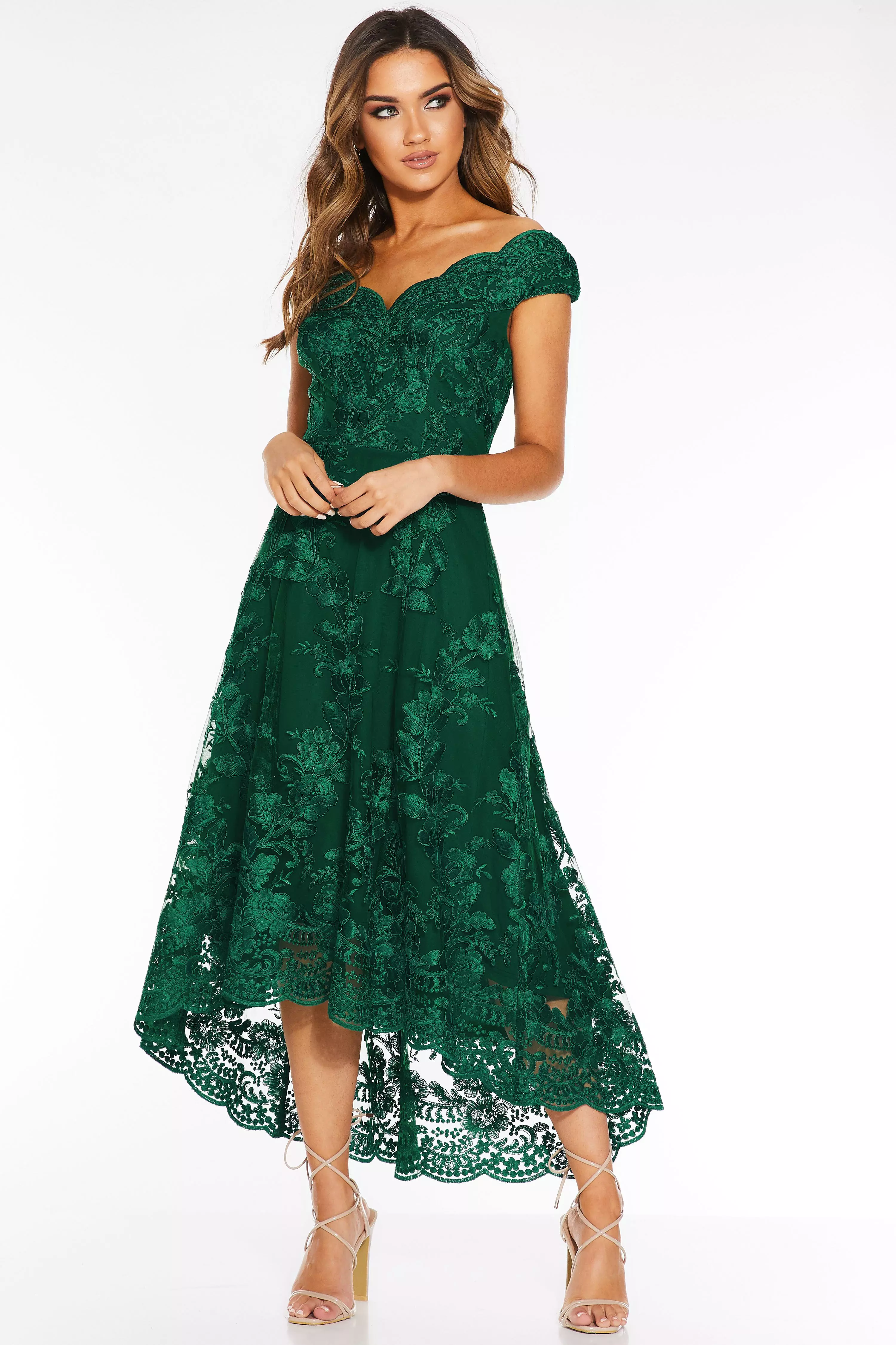 green bardot dress