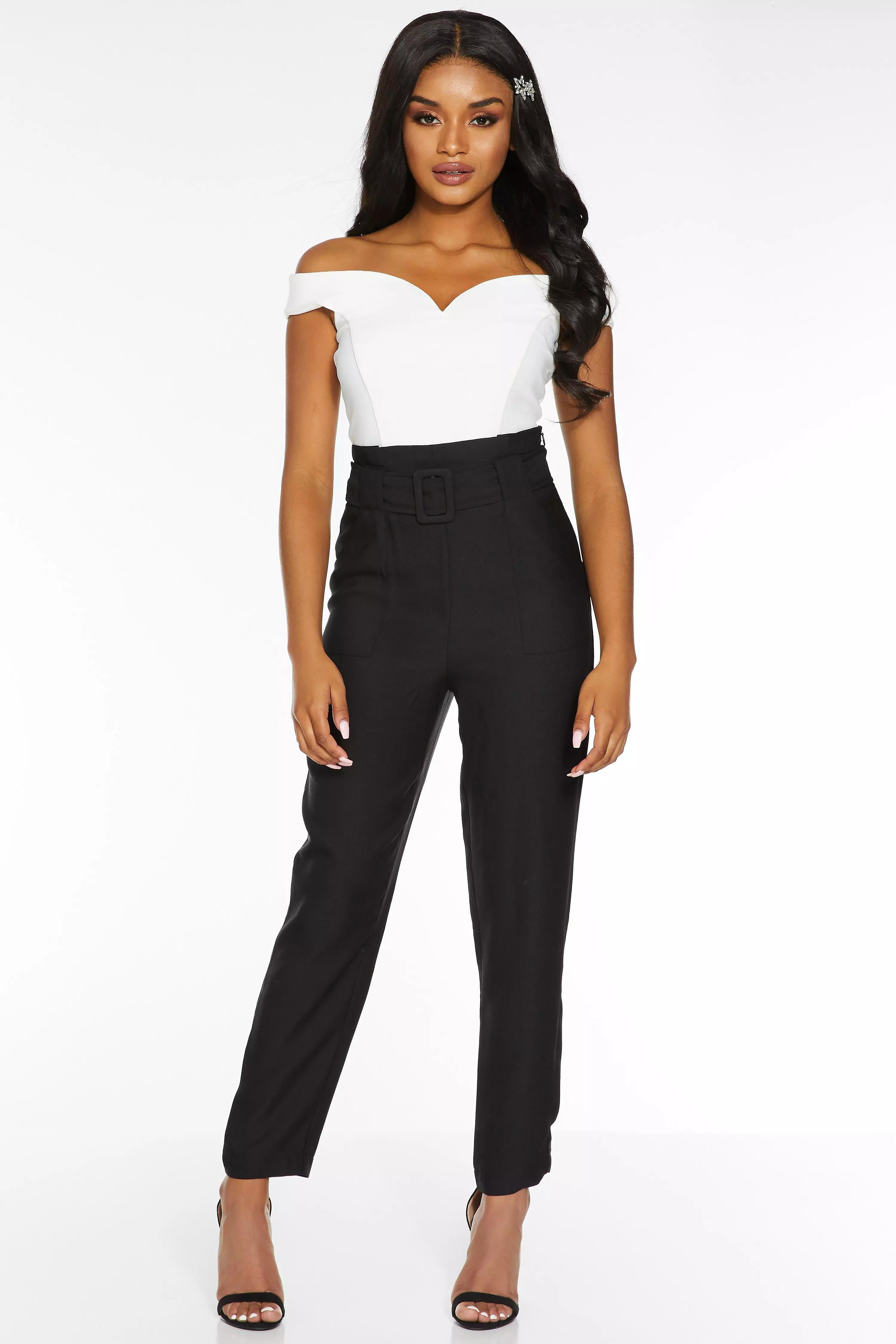 high waisted black trousers