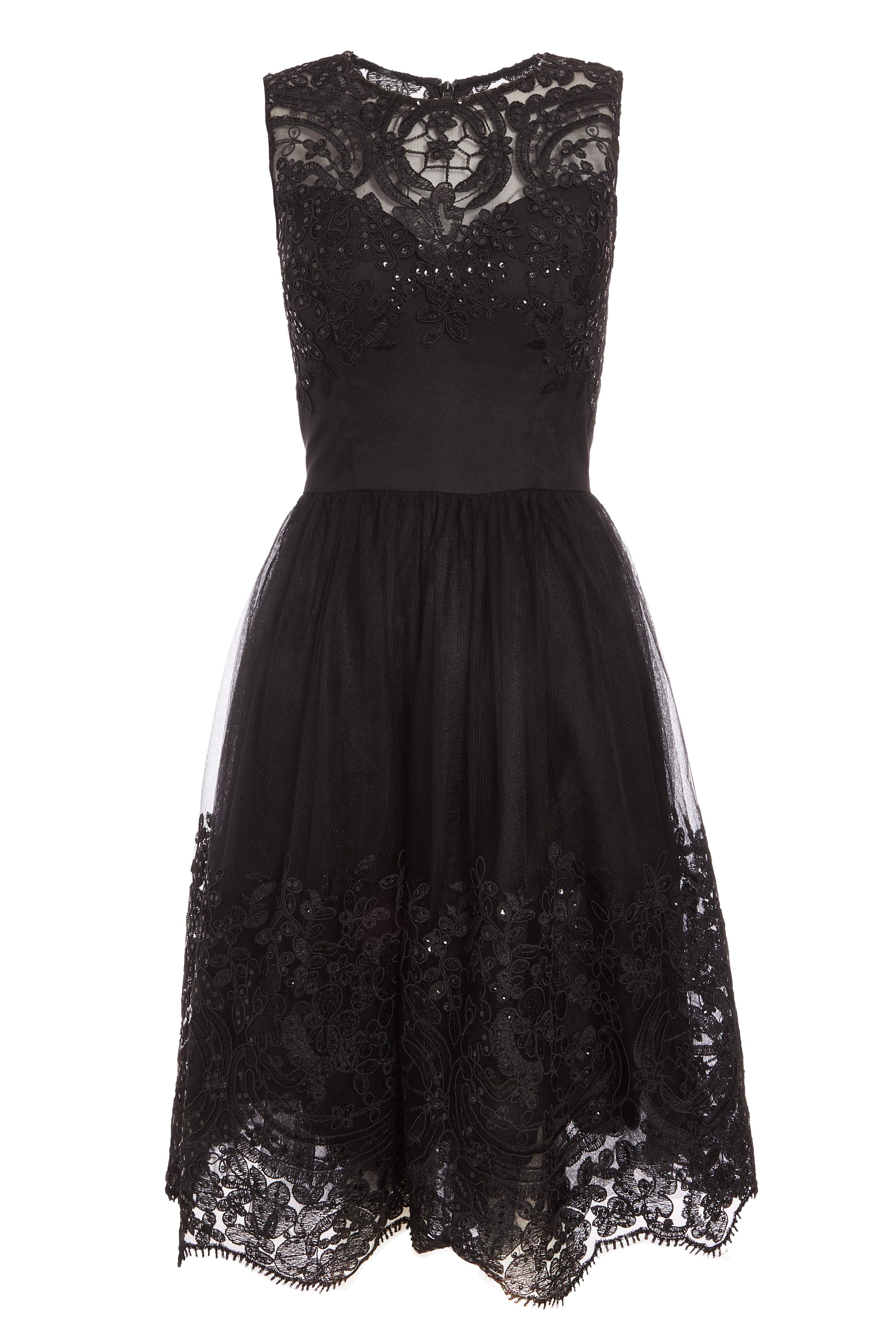 Black Sequin Embroidered Sweetheart Midi Dress - Quiz Clothing