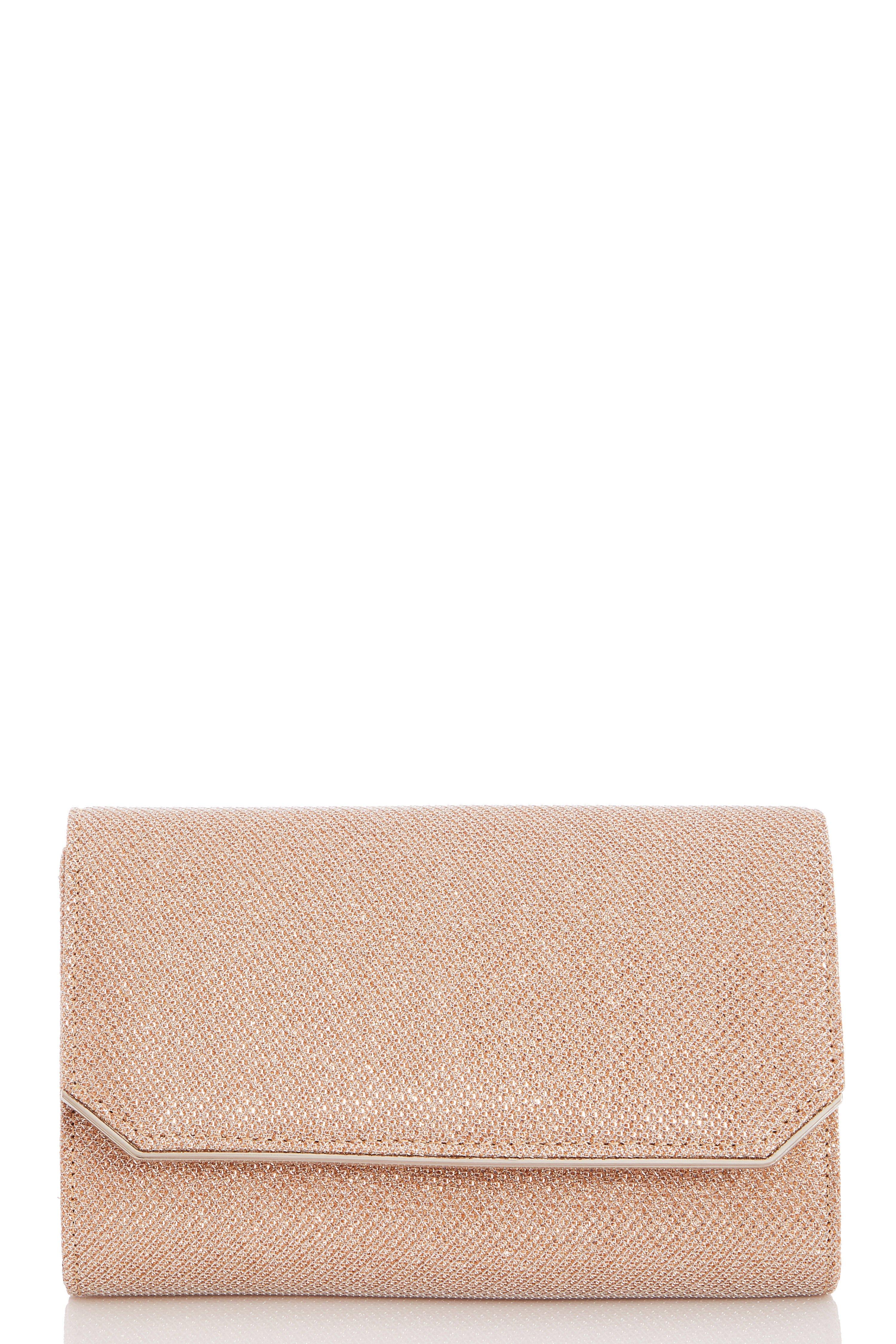 rose gold shimmer clutch bag