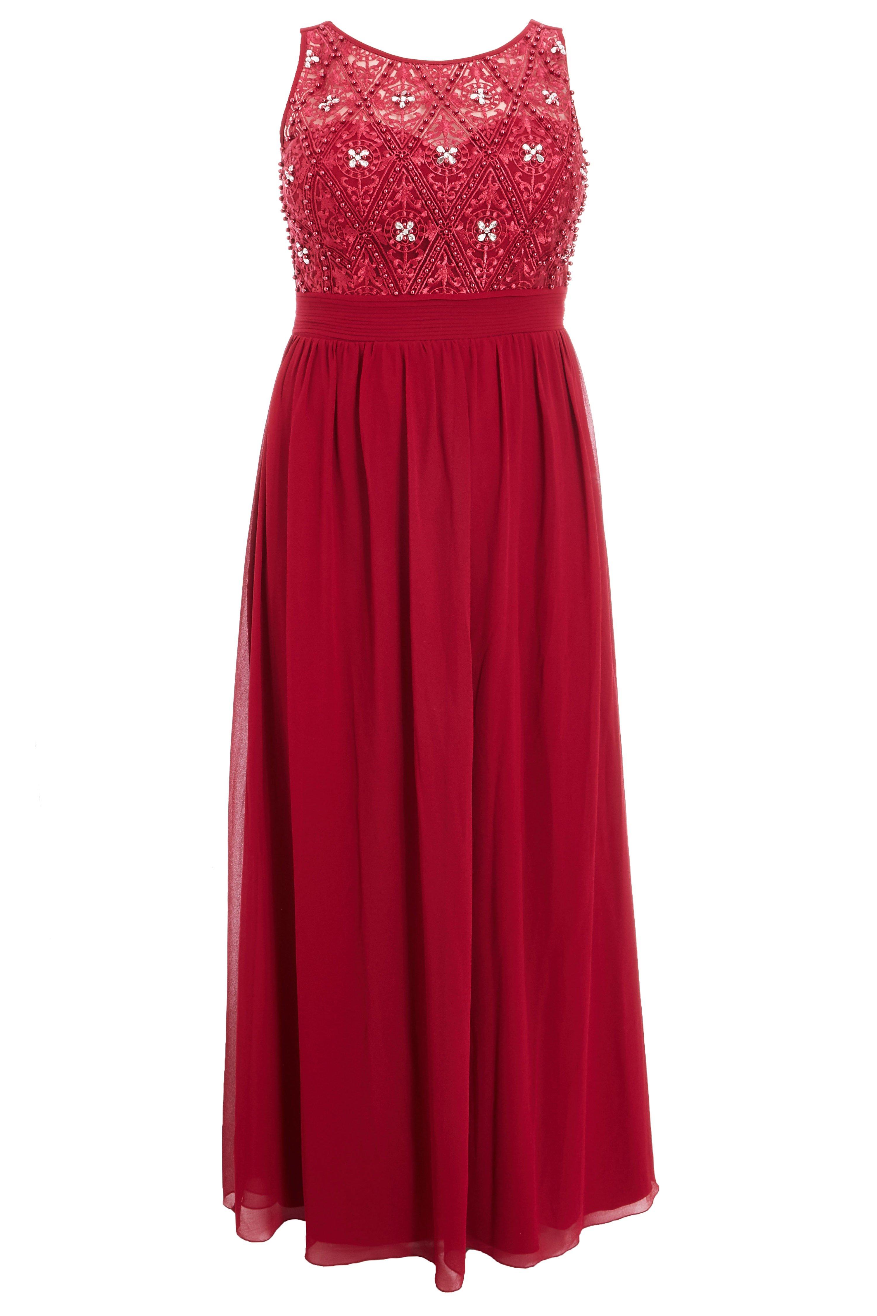 Curve Berry Chiffon Embroidered High Neck Maxi Dress - Quiz Clothing