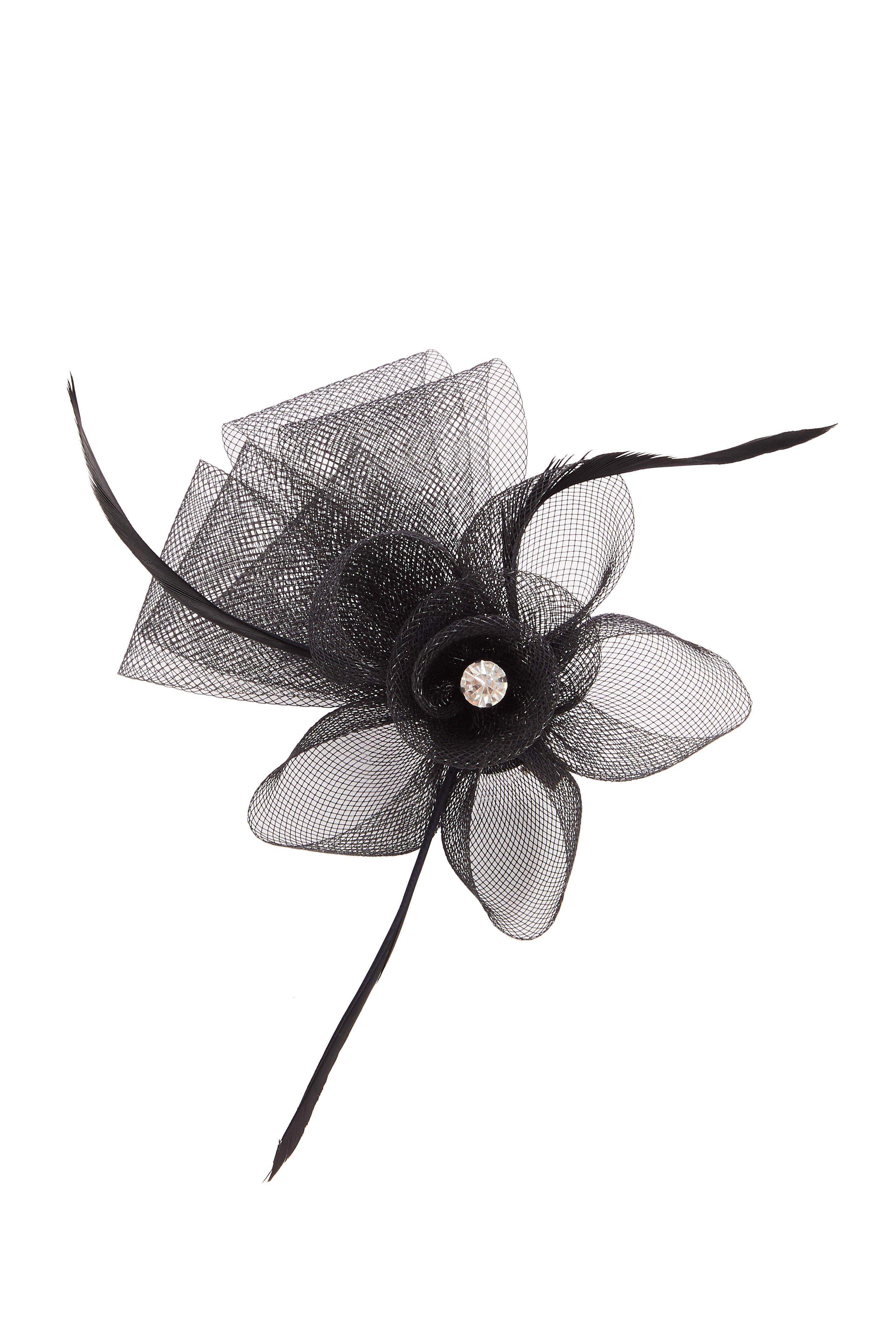 Black Jewel Flower Fascinator Quiz Clothing