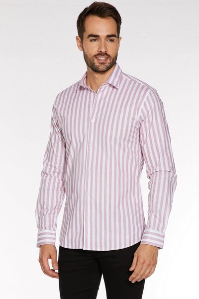 Long Sleeve Shirt with Pink Faded Stripes