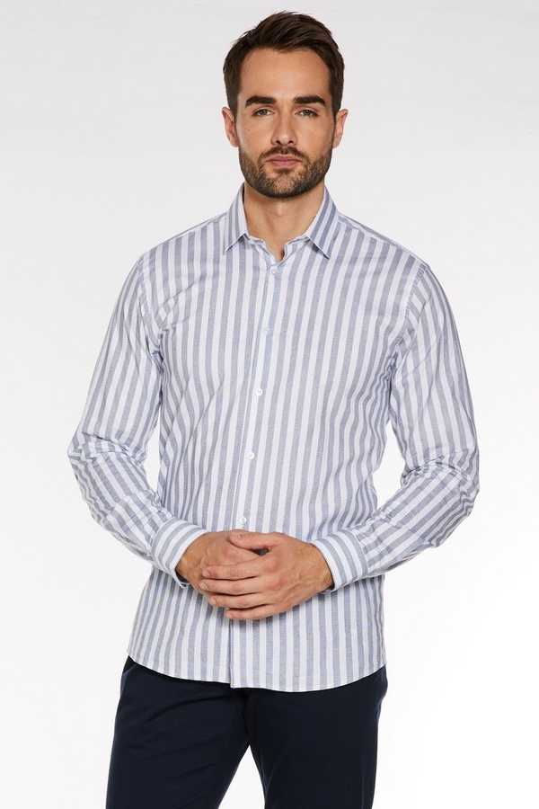 Long Sleeve Shirt with Grey Faded Stripes