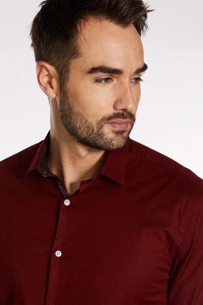 Long Sleeve Plain Shirt in Red