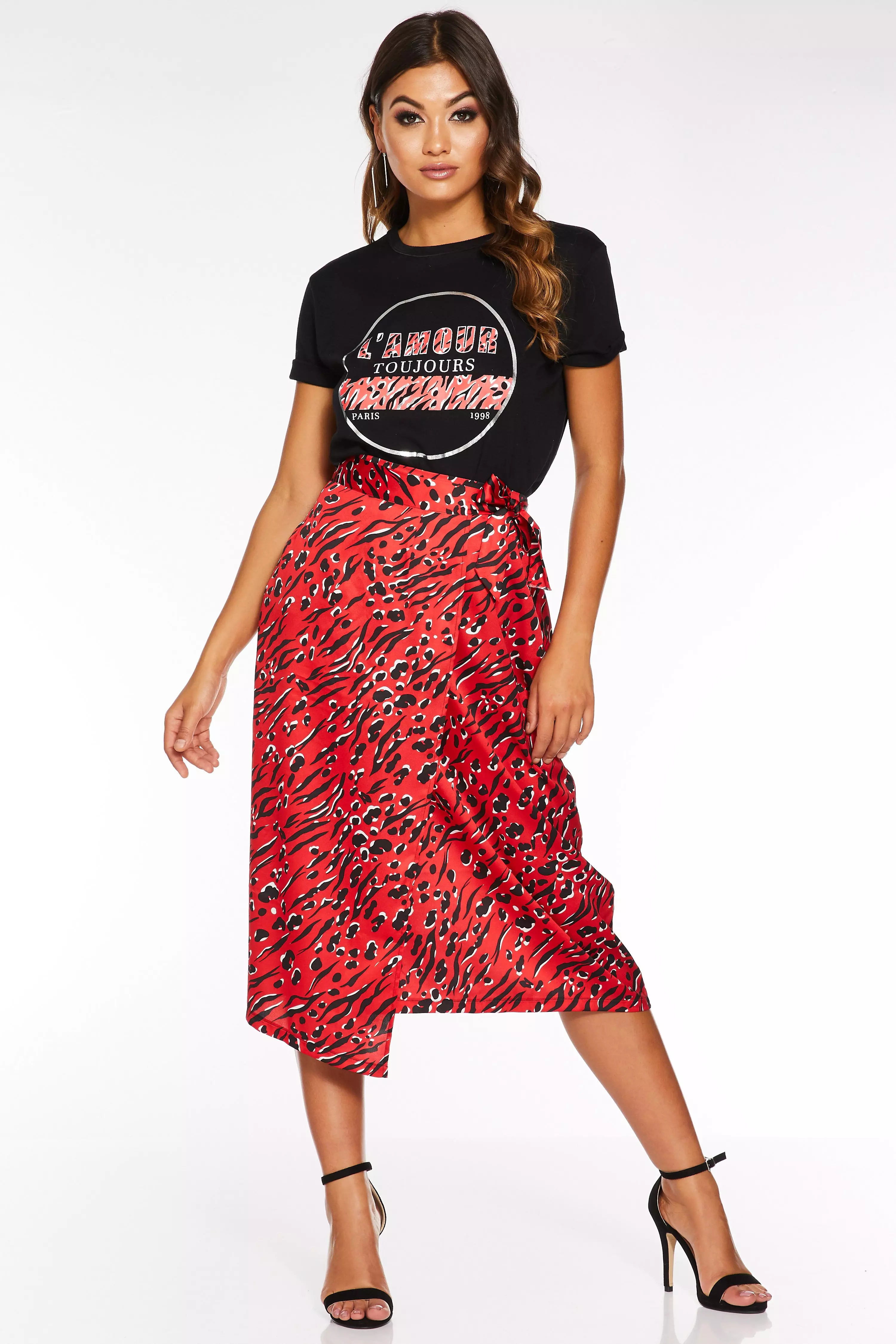 red leopard wrap skirt