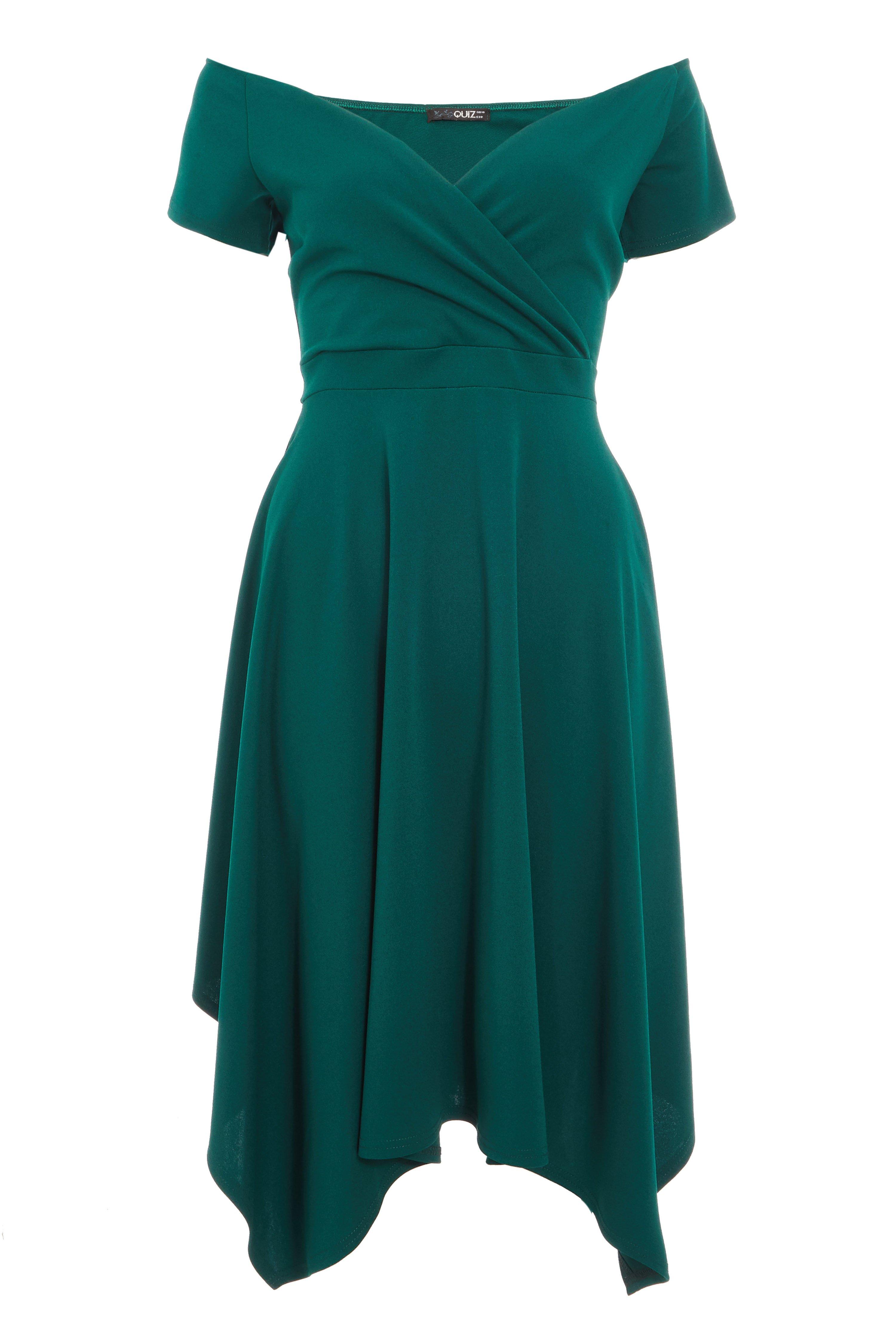 quiz bottle green bardot dress