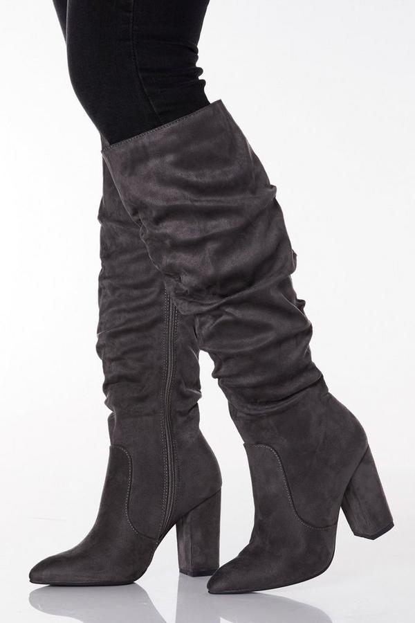 ruched thigh high boots