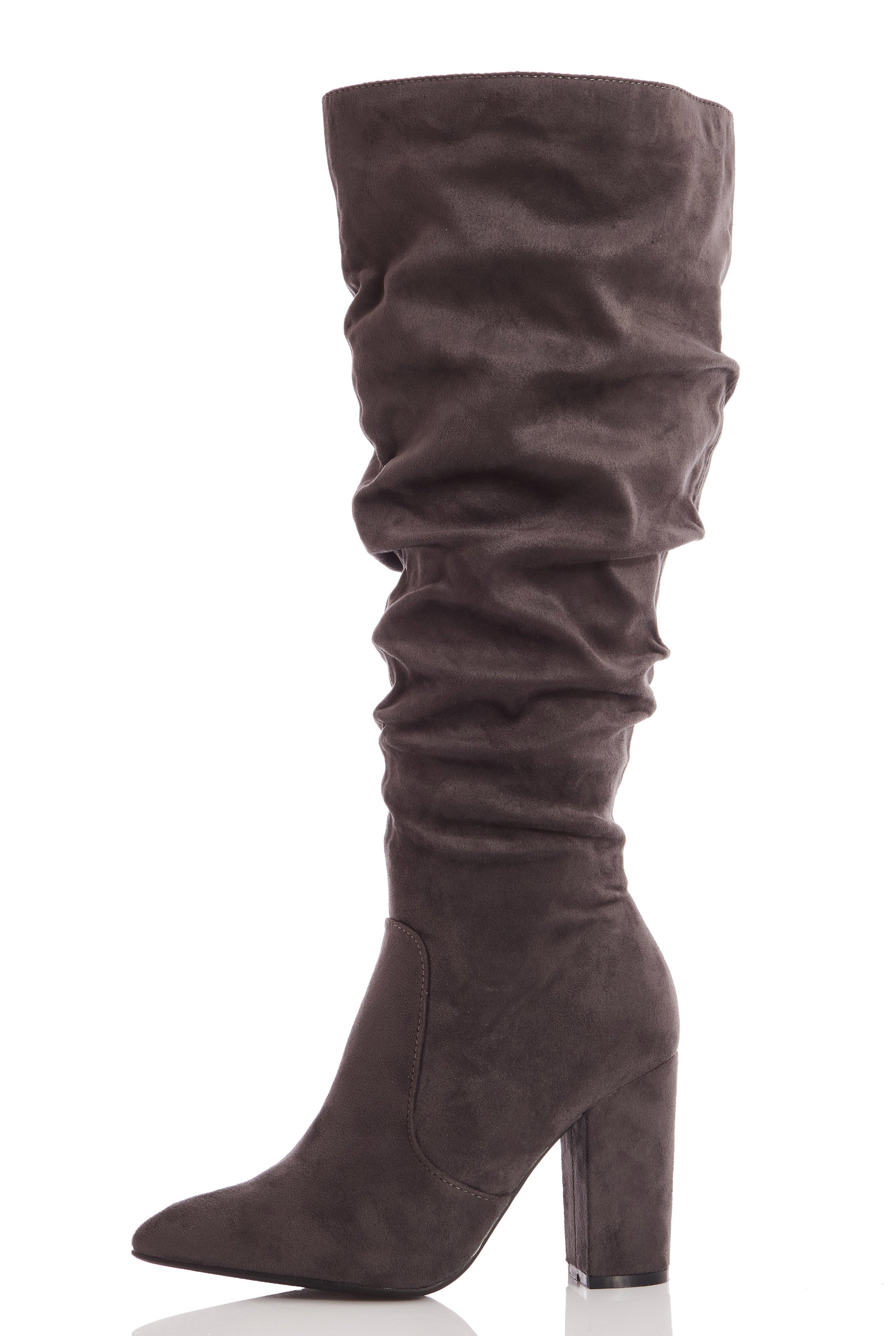 ruched thigh high boots