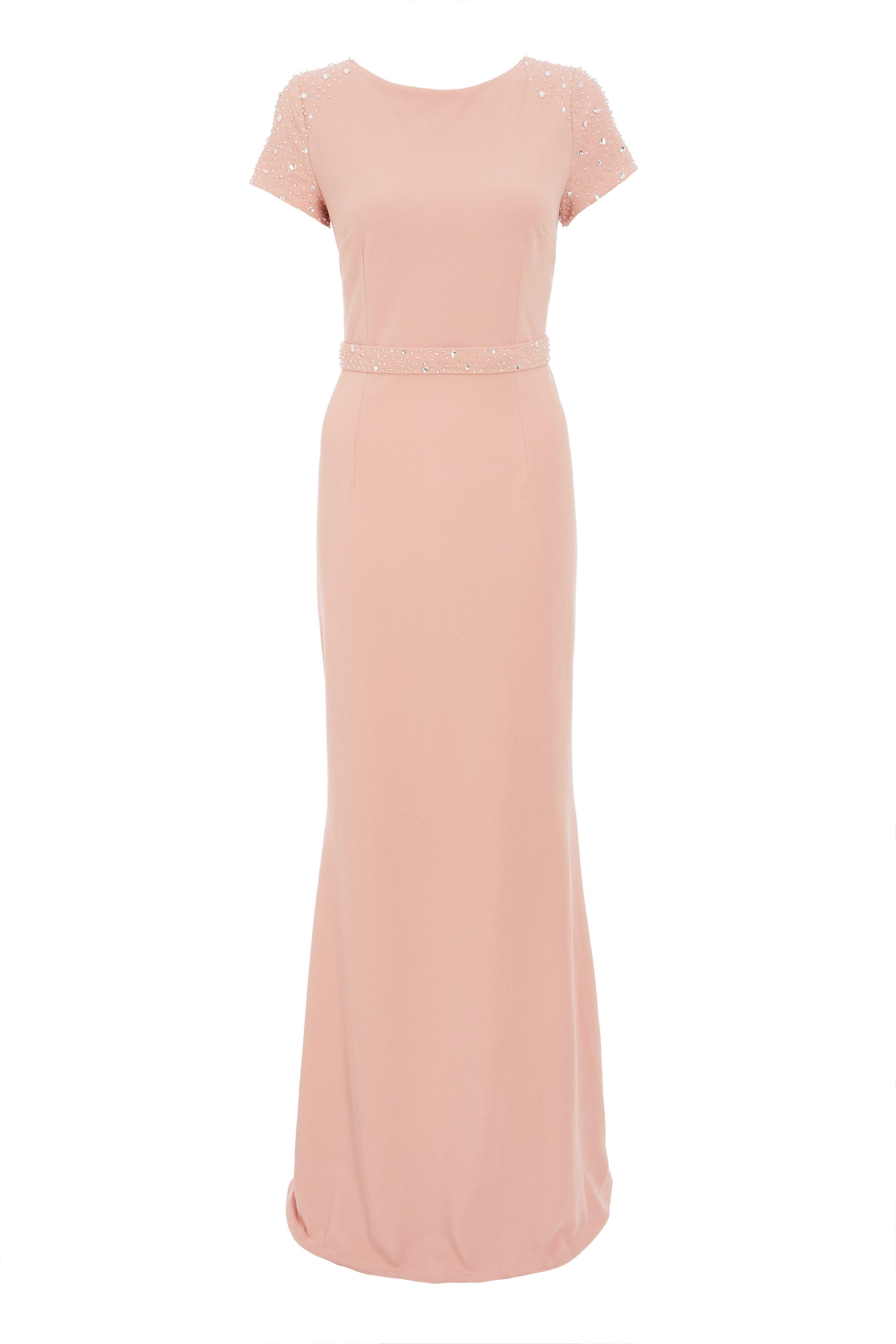 Pink Embellished Shoulder Maxi Dress - Quiz Clothing