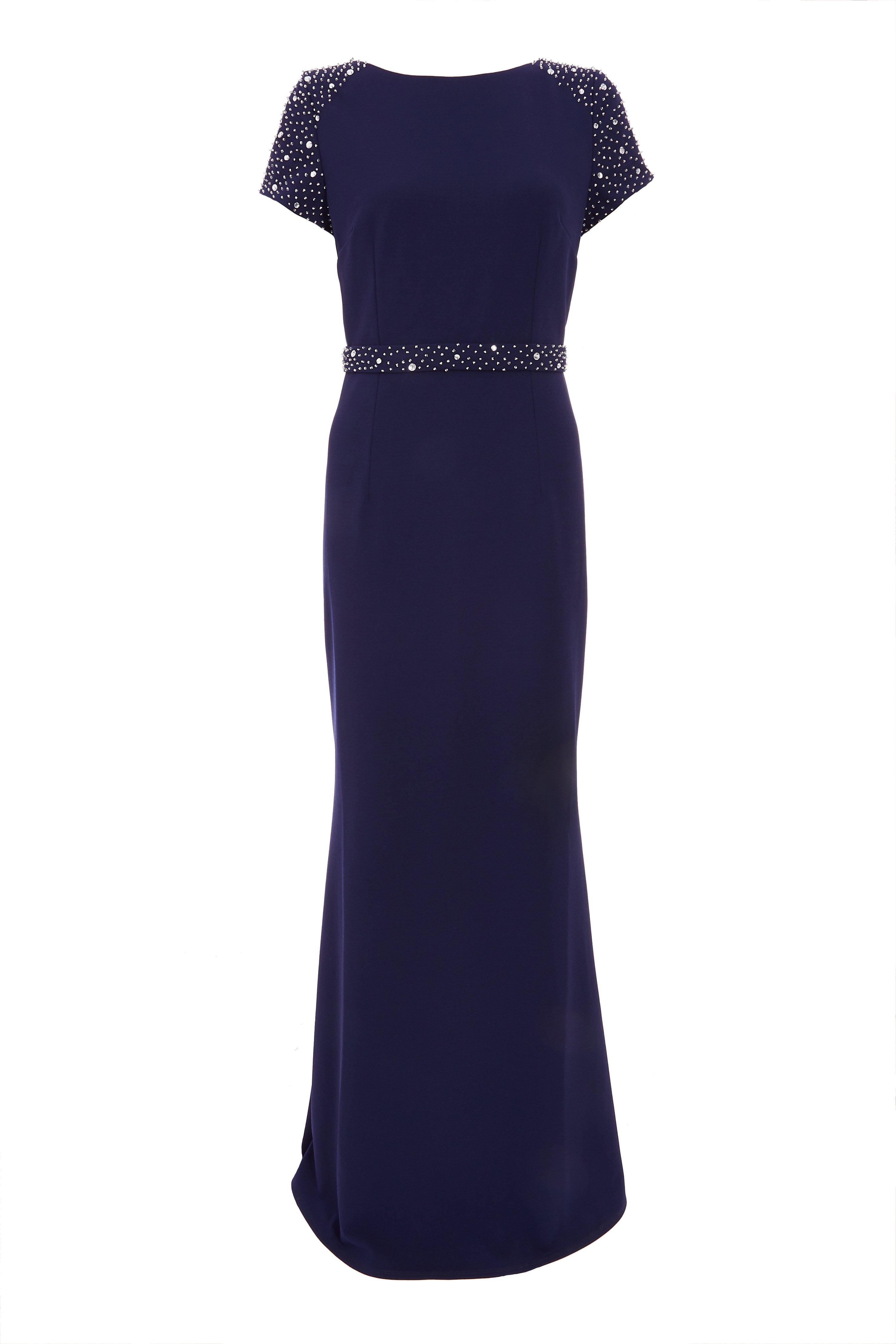 quiz navy embellished dress