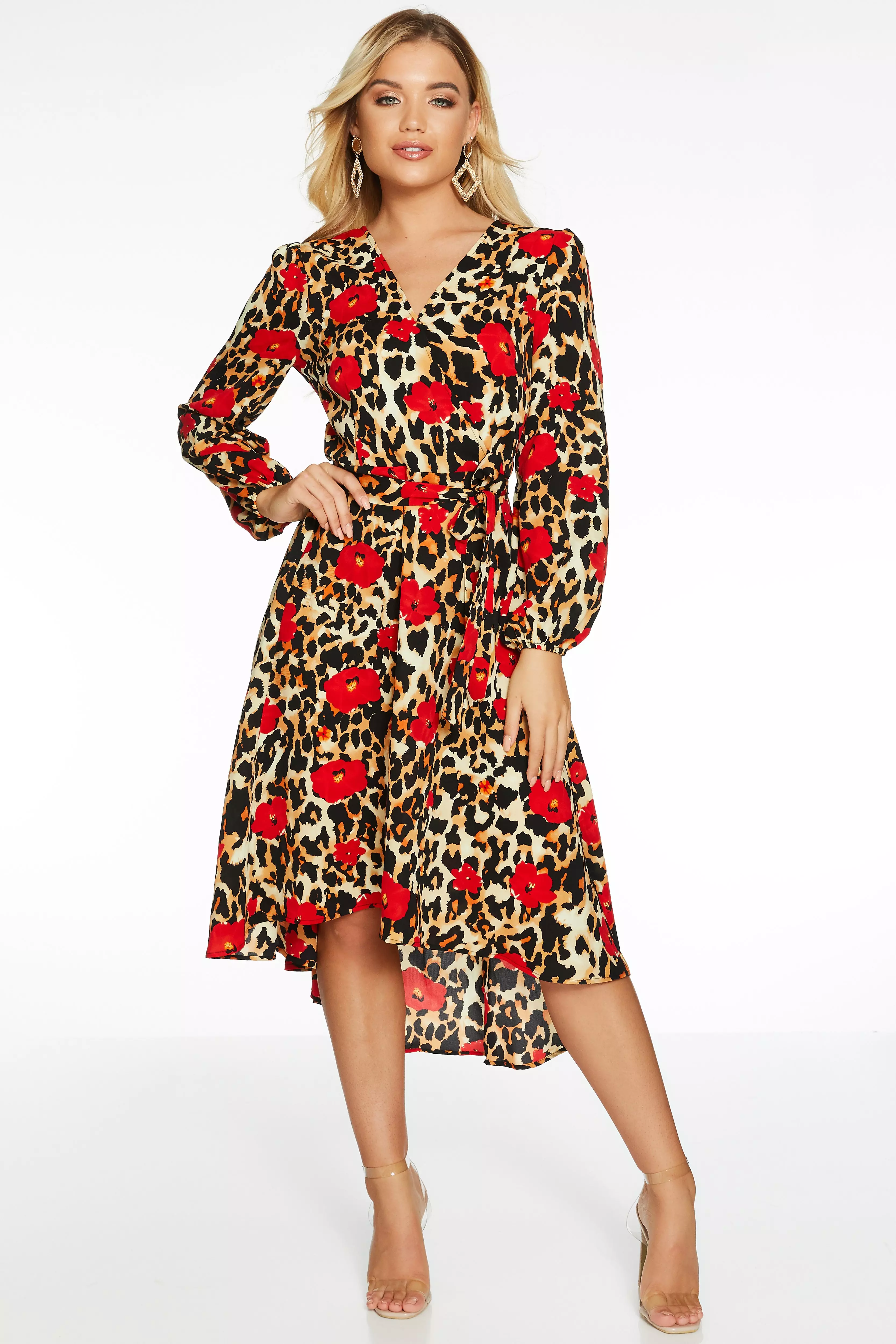 quiz leopard wrap dress