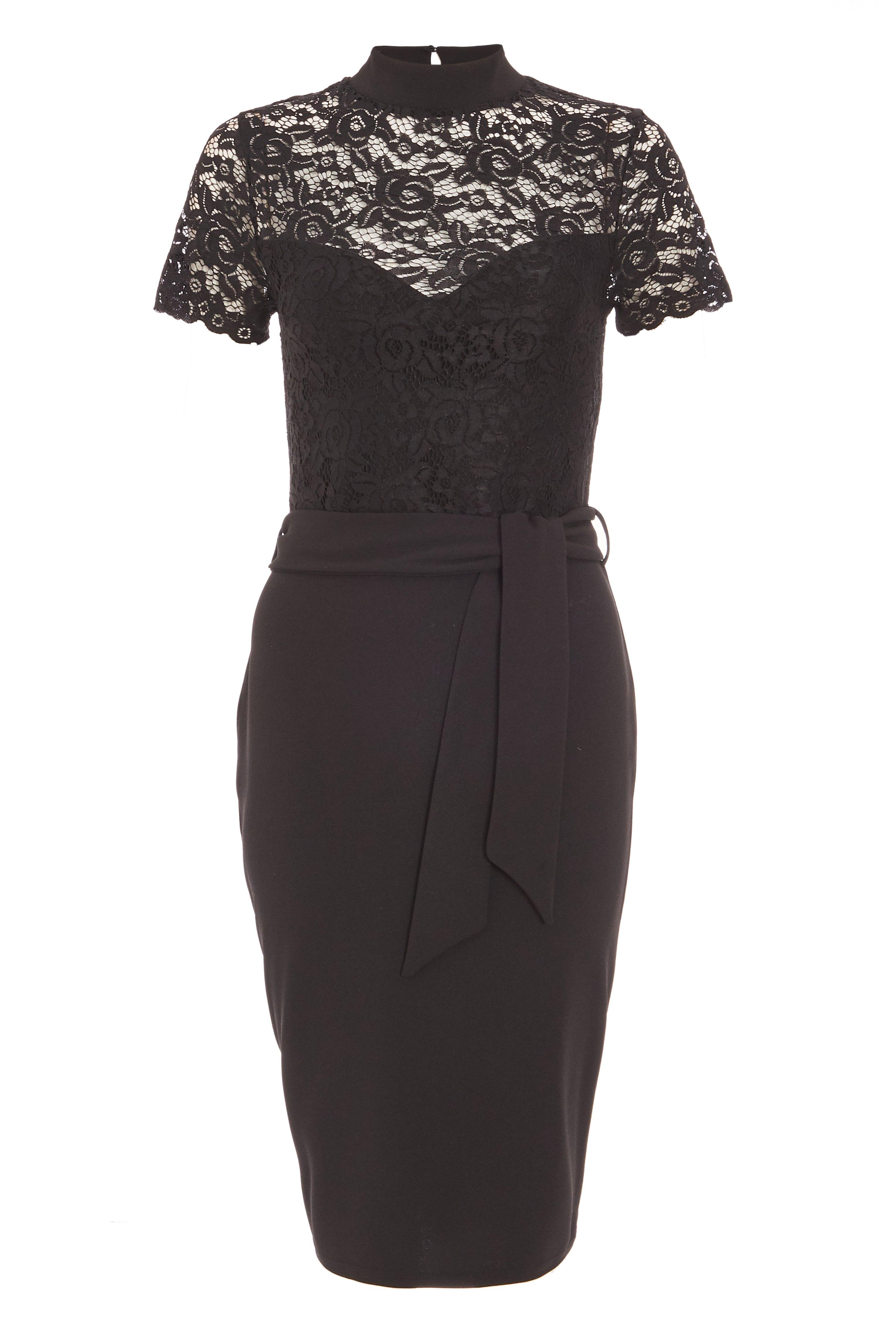 Black Lace Midi Dress - Quiz Clothing