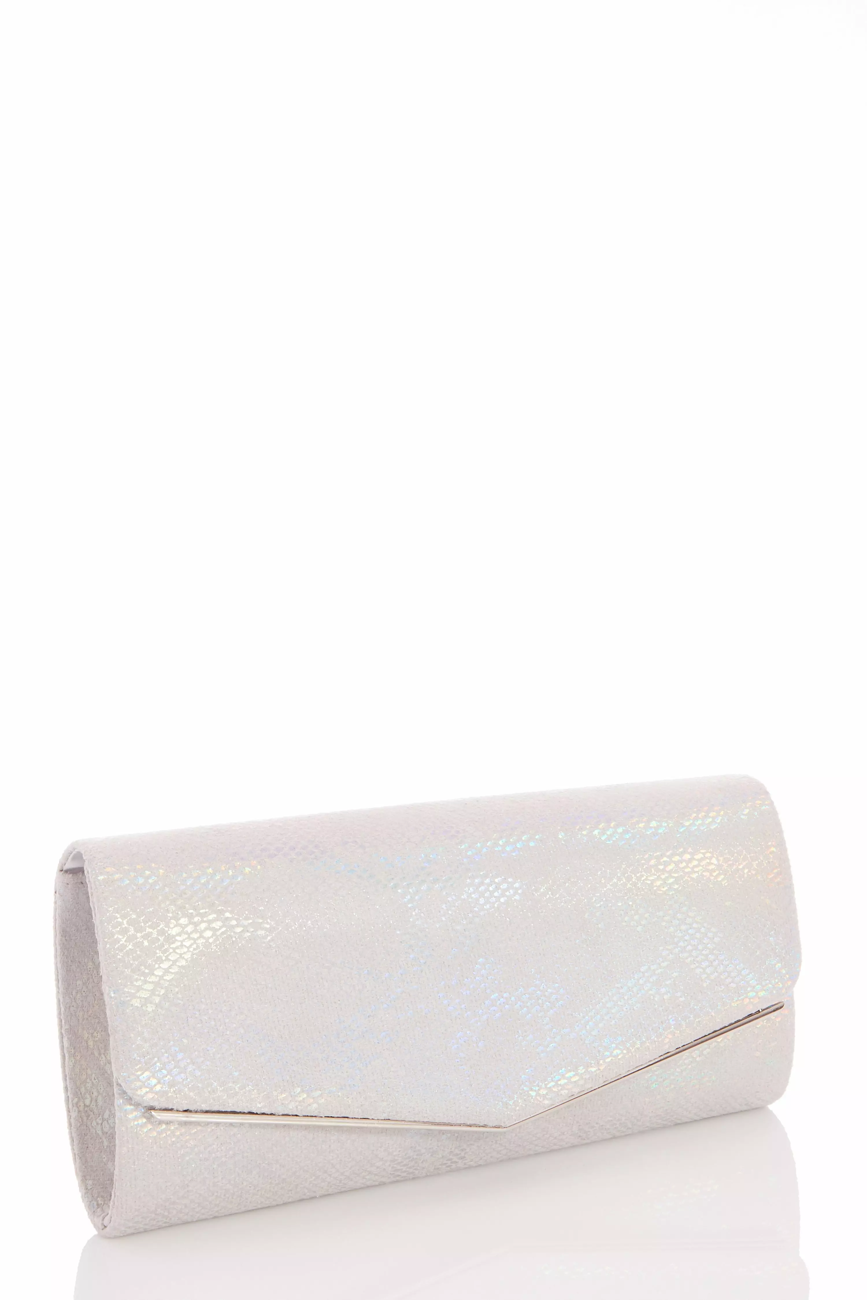 grey snake print clutch bag