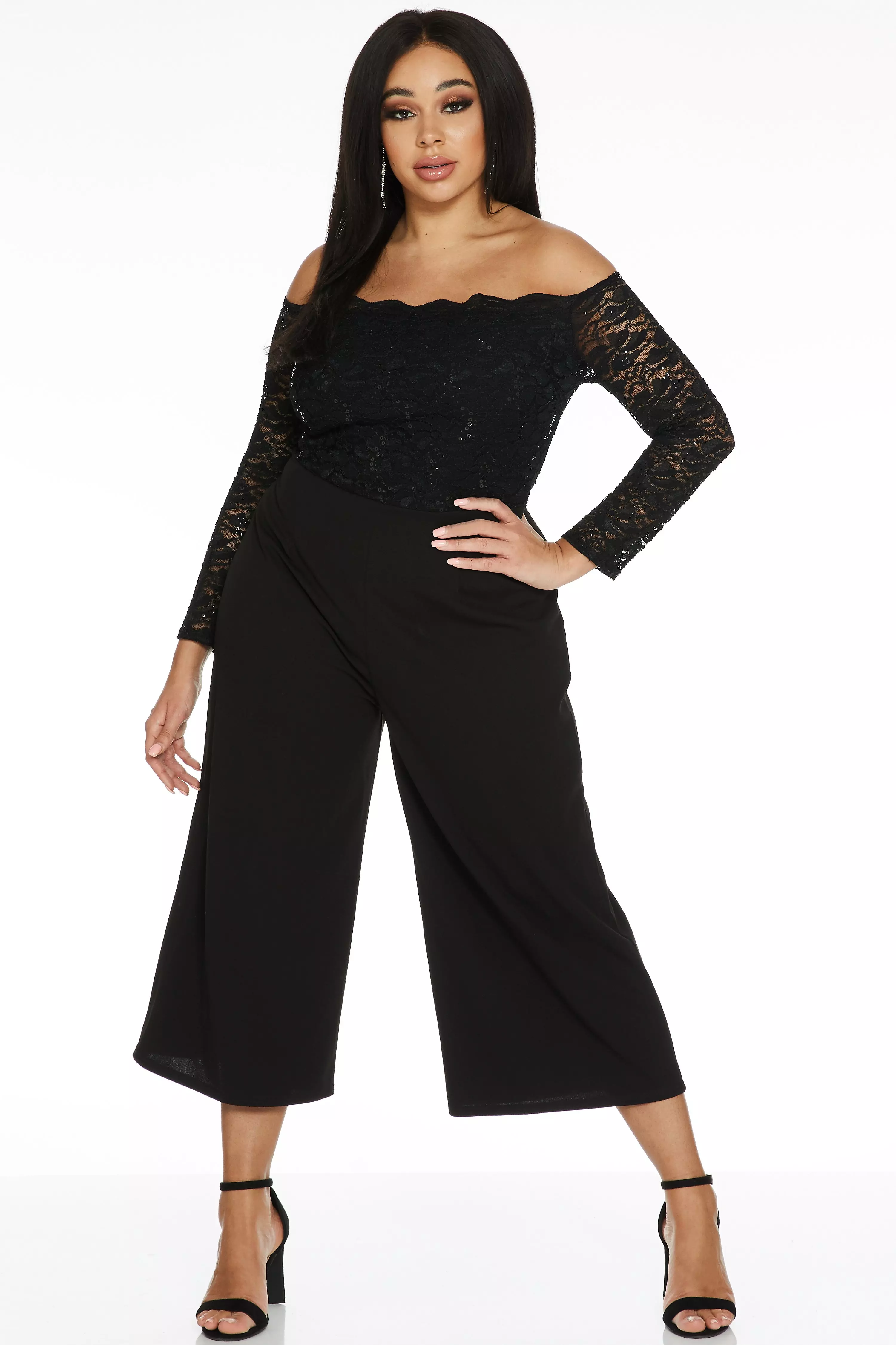 quiz black culotte jumpsuit