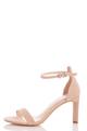 Pink Faux Suede Heeled Sandals