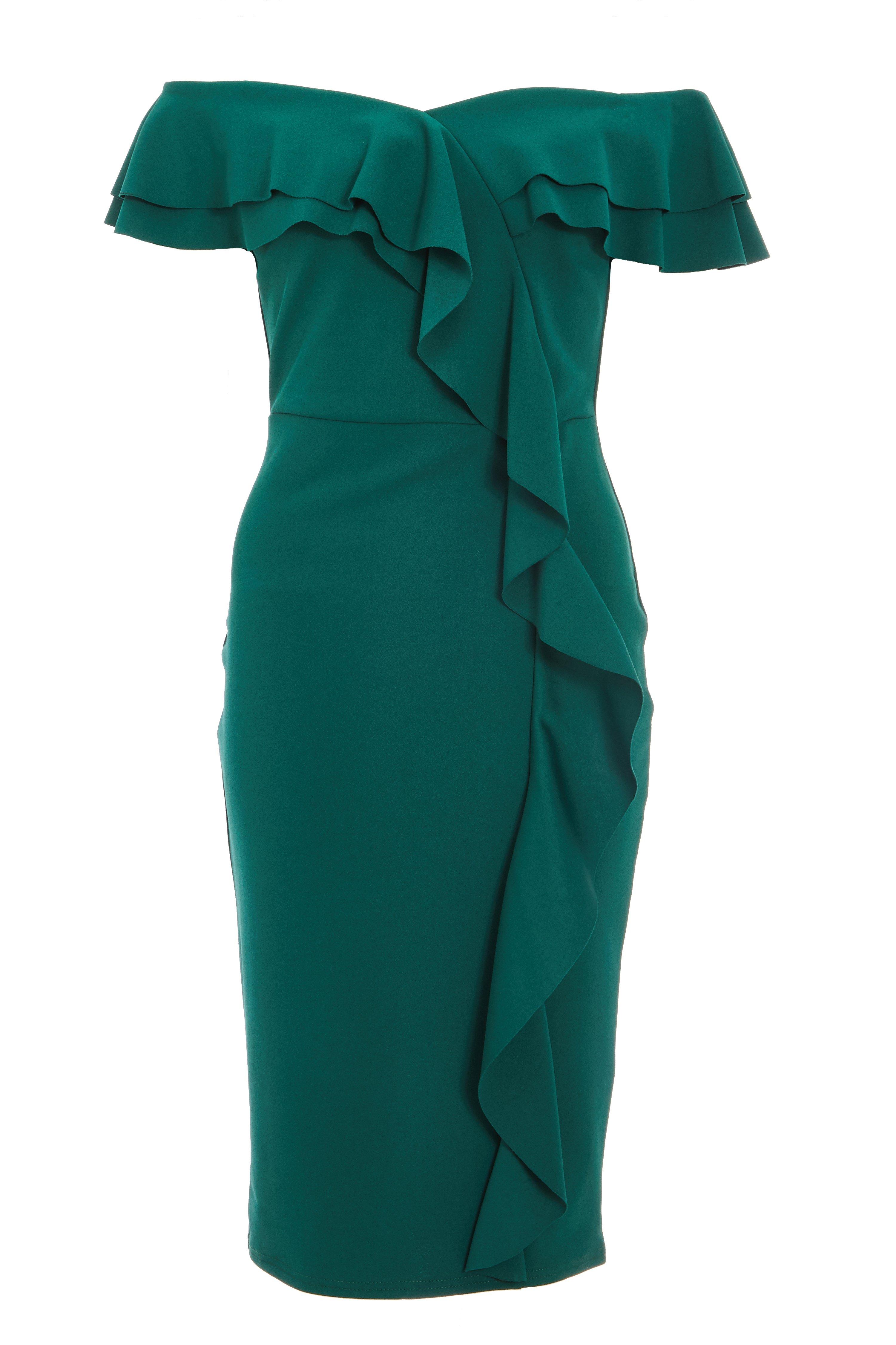 quiz green bardot embellished maxi dress