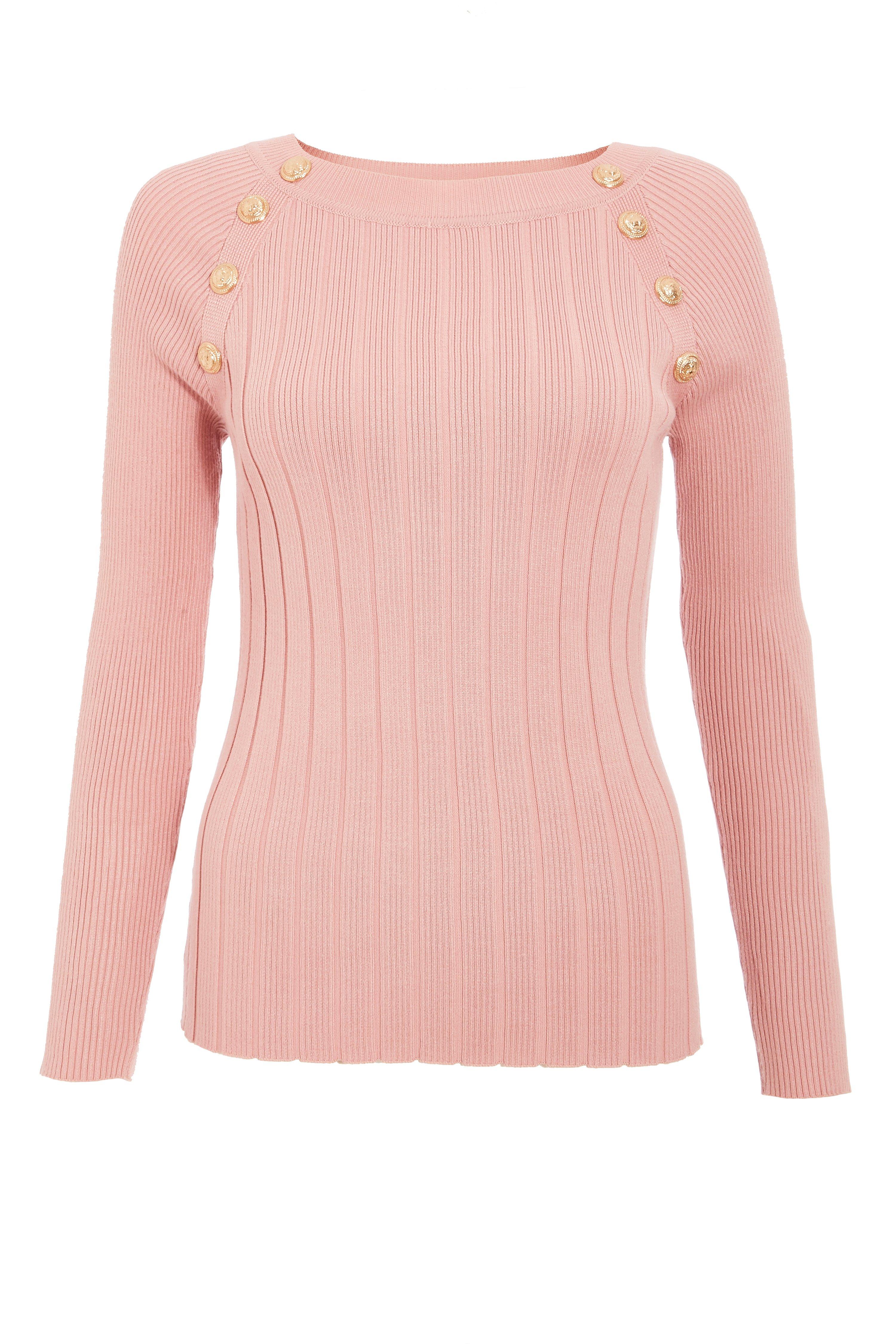 Pink Button Detail Top - Quiz Clothing