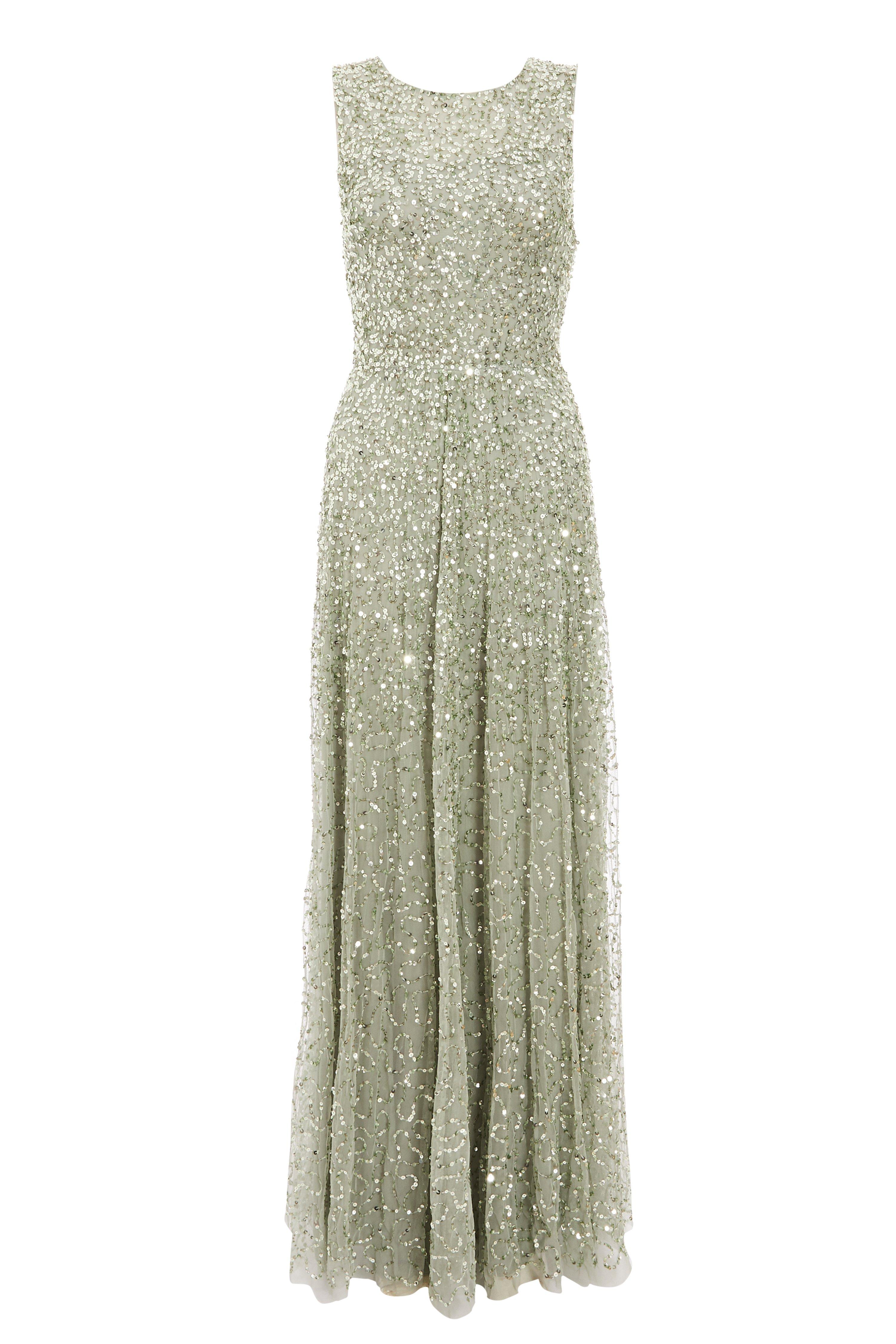 Sage Sequin Maxi Dress - Quiz Clothing