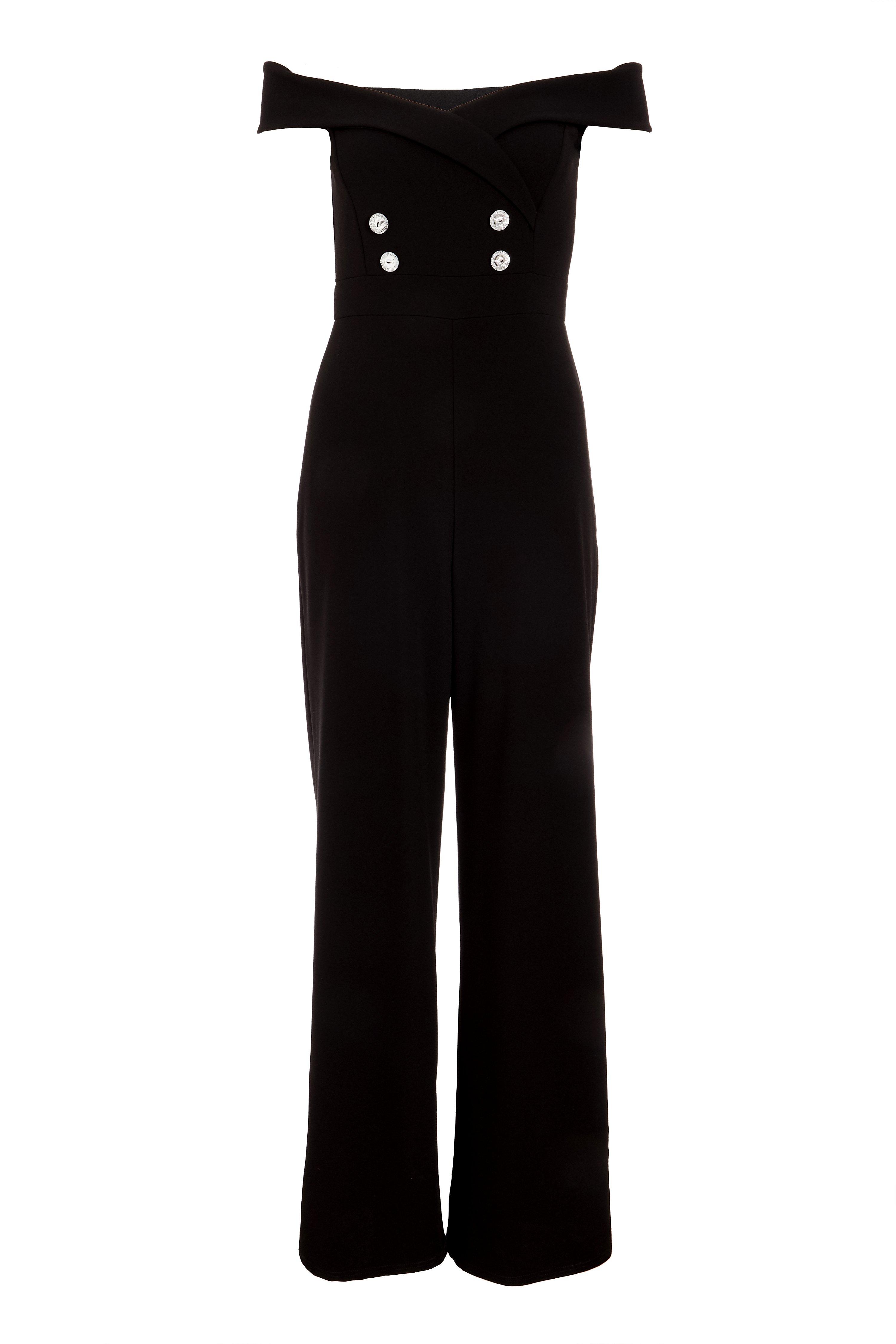 Black Bardot Jumpsuit - Quiz Clothing