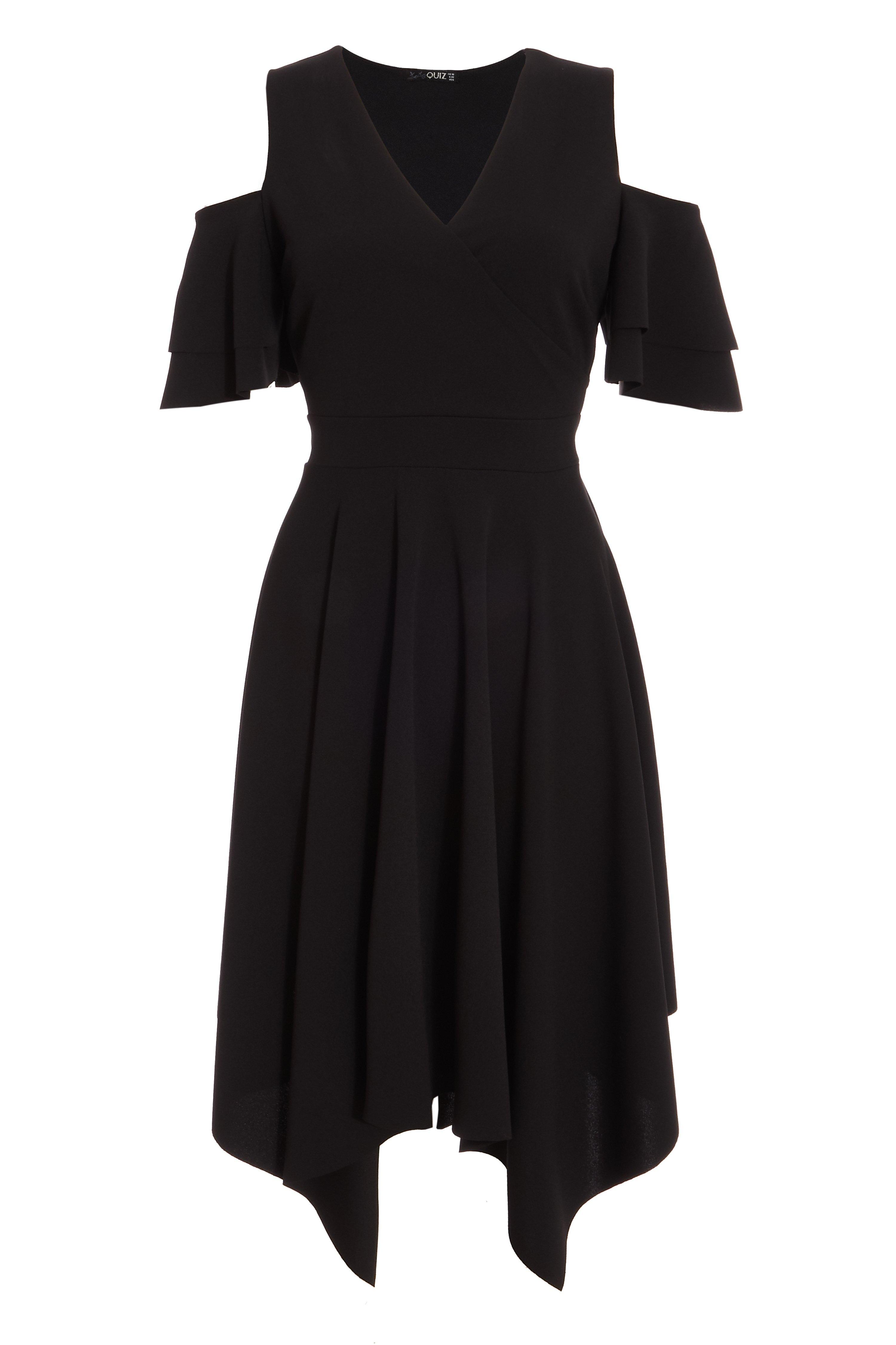 Black Cold Shoulder Midi Dress - Quiz Clothing
