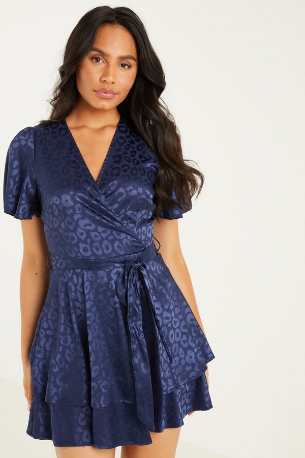 satin navy wrap